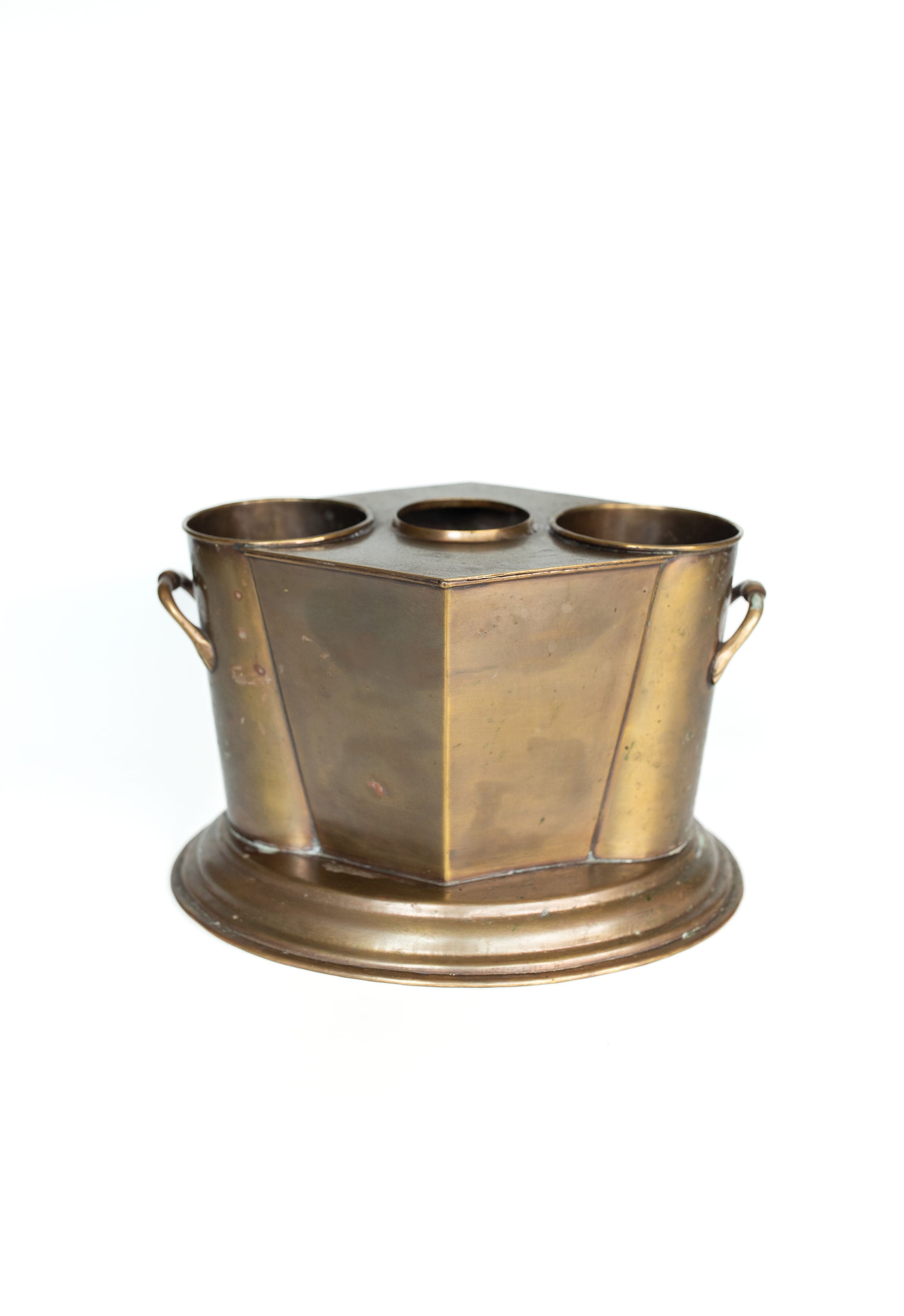 Art Deco Brass Double Wine Caddy with Chiller Center