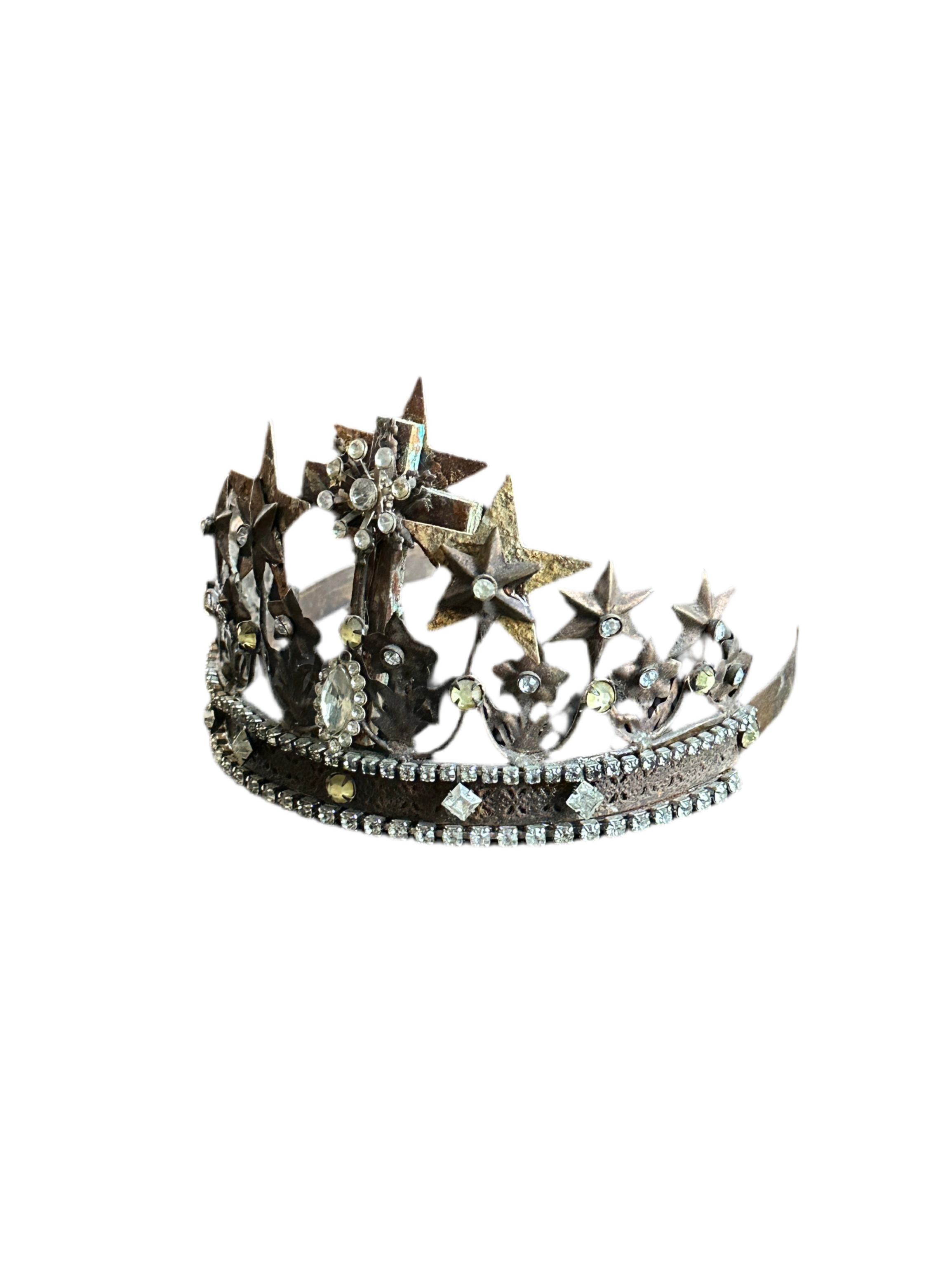 19th Century Victorian Paste Stone Tiara with Radient Stars