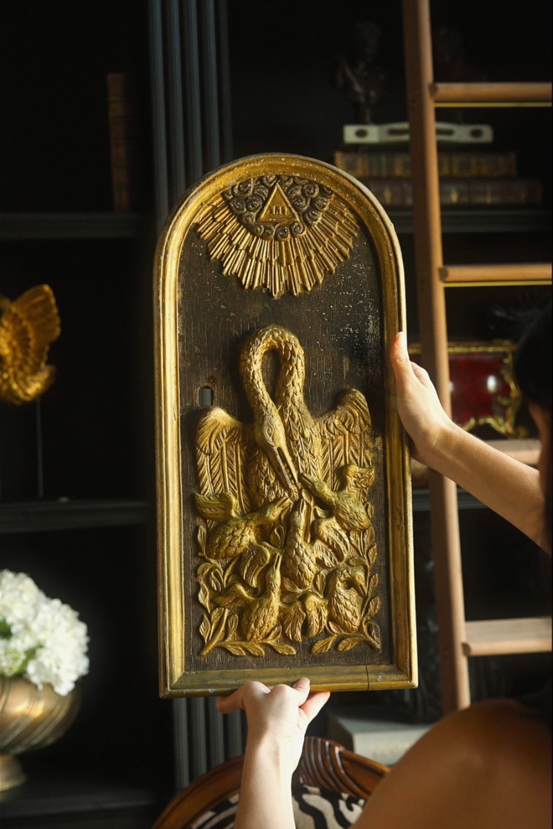 French 19th C. Napoleon III Gilt Wood Religous Reliquary Plaque