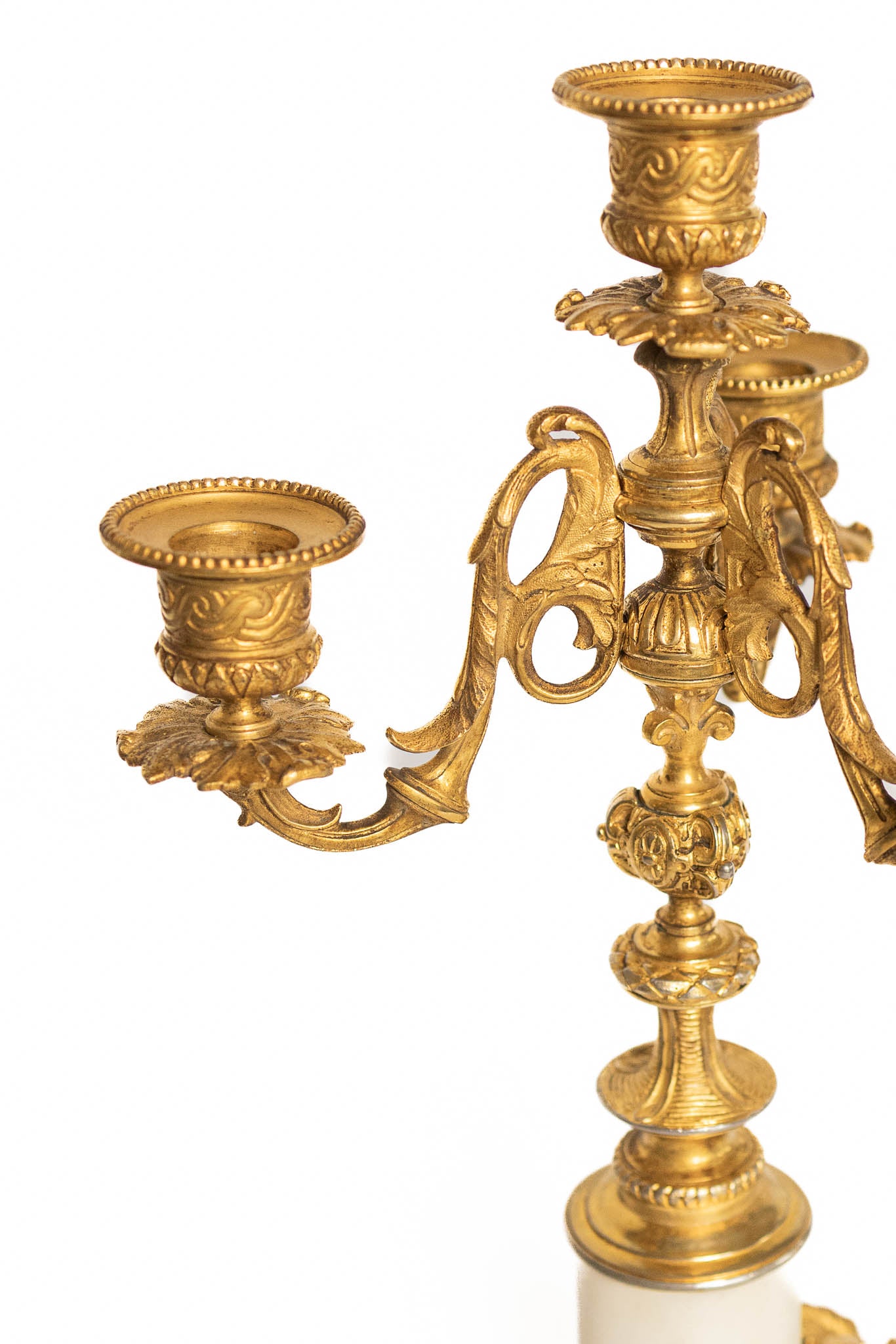 Set of 19th Century French Gold Plated Spelter Candeabras