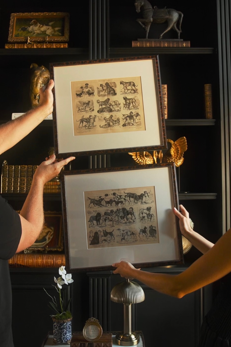 Pair of 2 19th C. French Dog Breed Book Plates