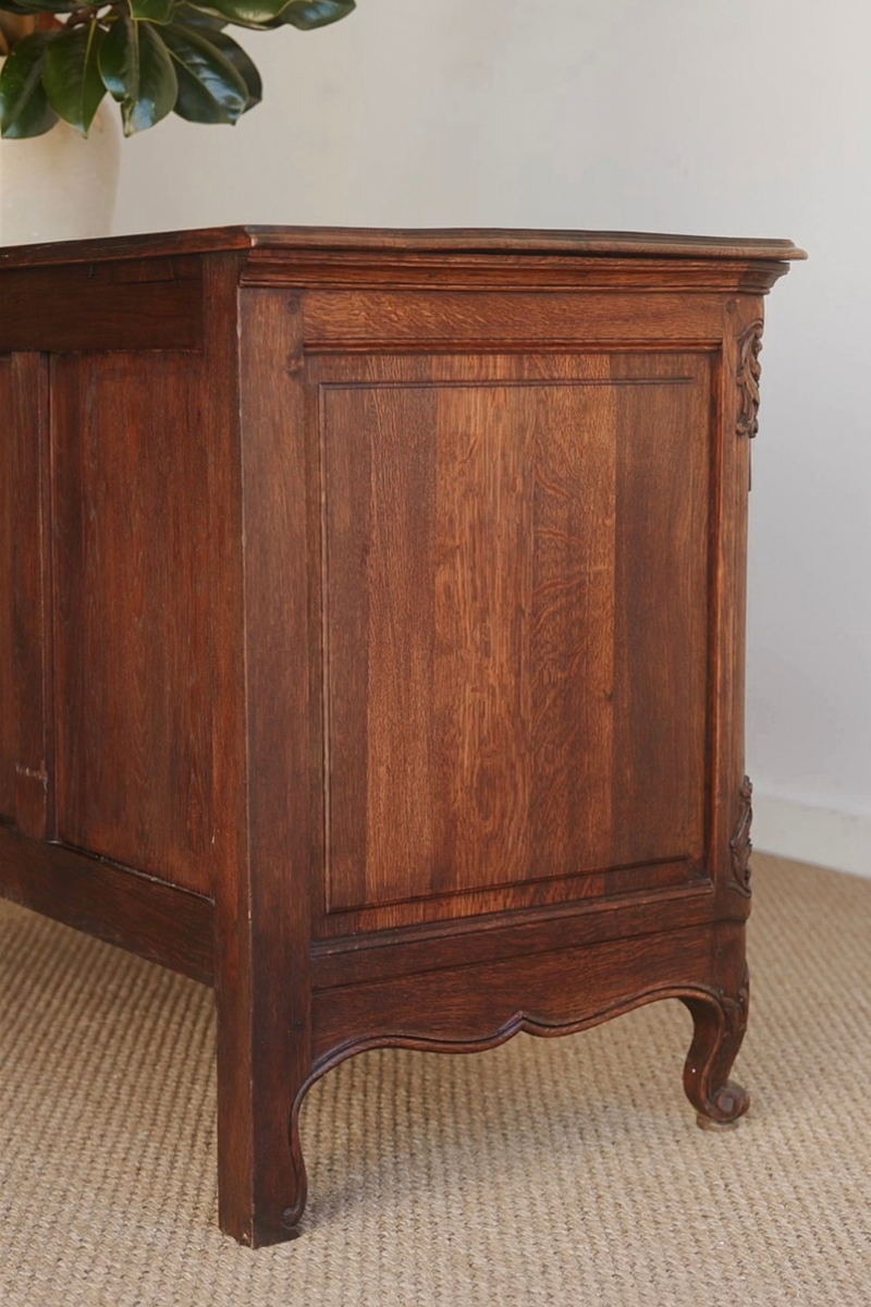 19th Century French Provincial Carved Oak Serpentine Commode