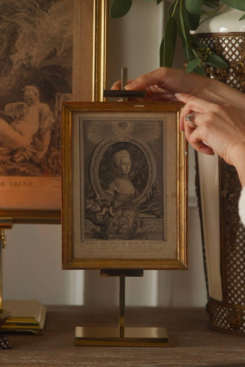 18th Century French Framed Engraved Portrait of Marie Antoinette