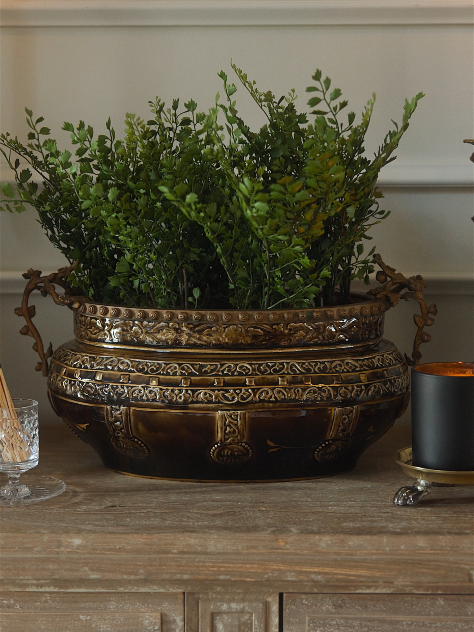 Large 19th Century French Bronze Handled Jardinere