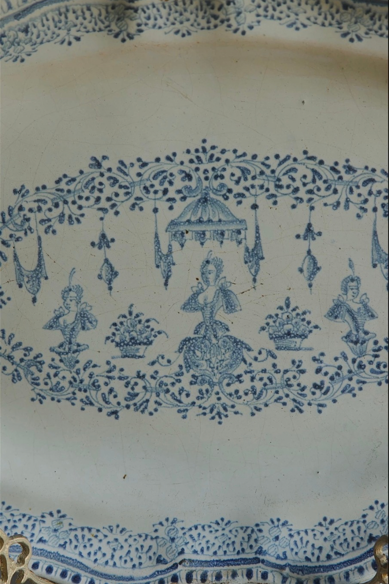 18th Century French Faience Blue & White Serving Platter