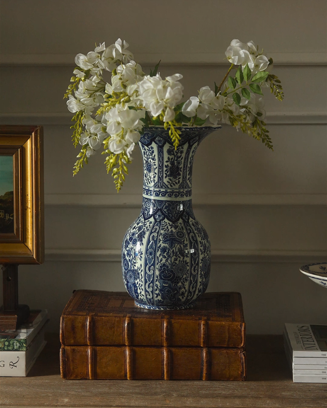 Early 20th Century European Blue & White Porcelain Baluster Vase