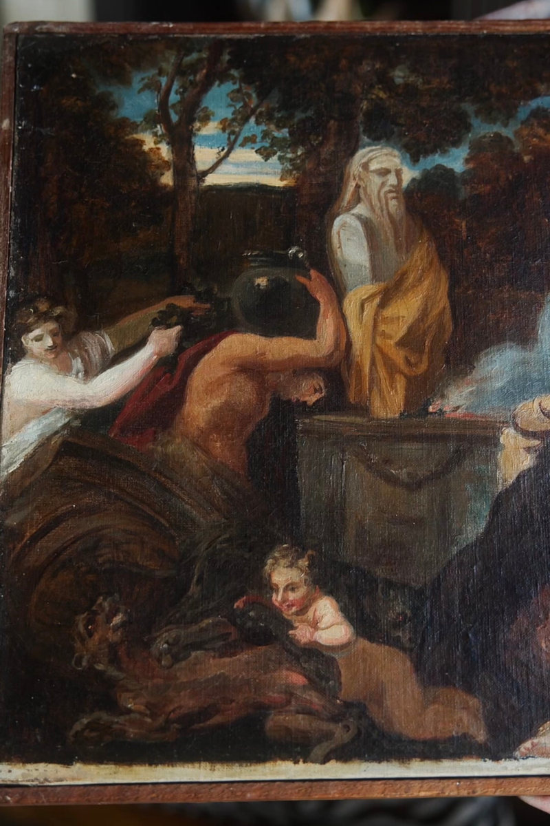 A Bacchanalian Revel | Antique Oil on Canvas After Nicolas Poussin