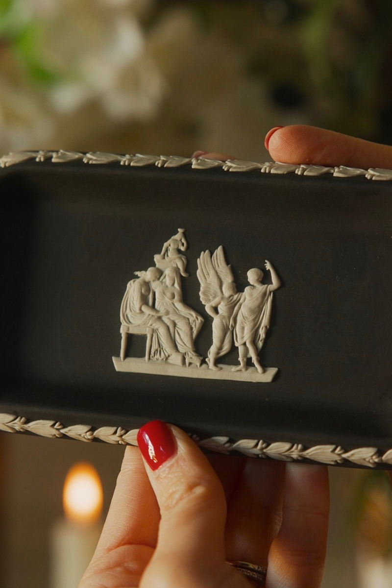 Wedgwood Dark Jasperware Tray with Classical Relief