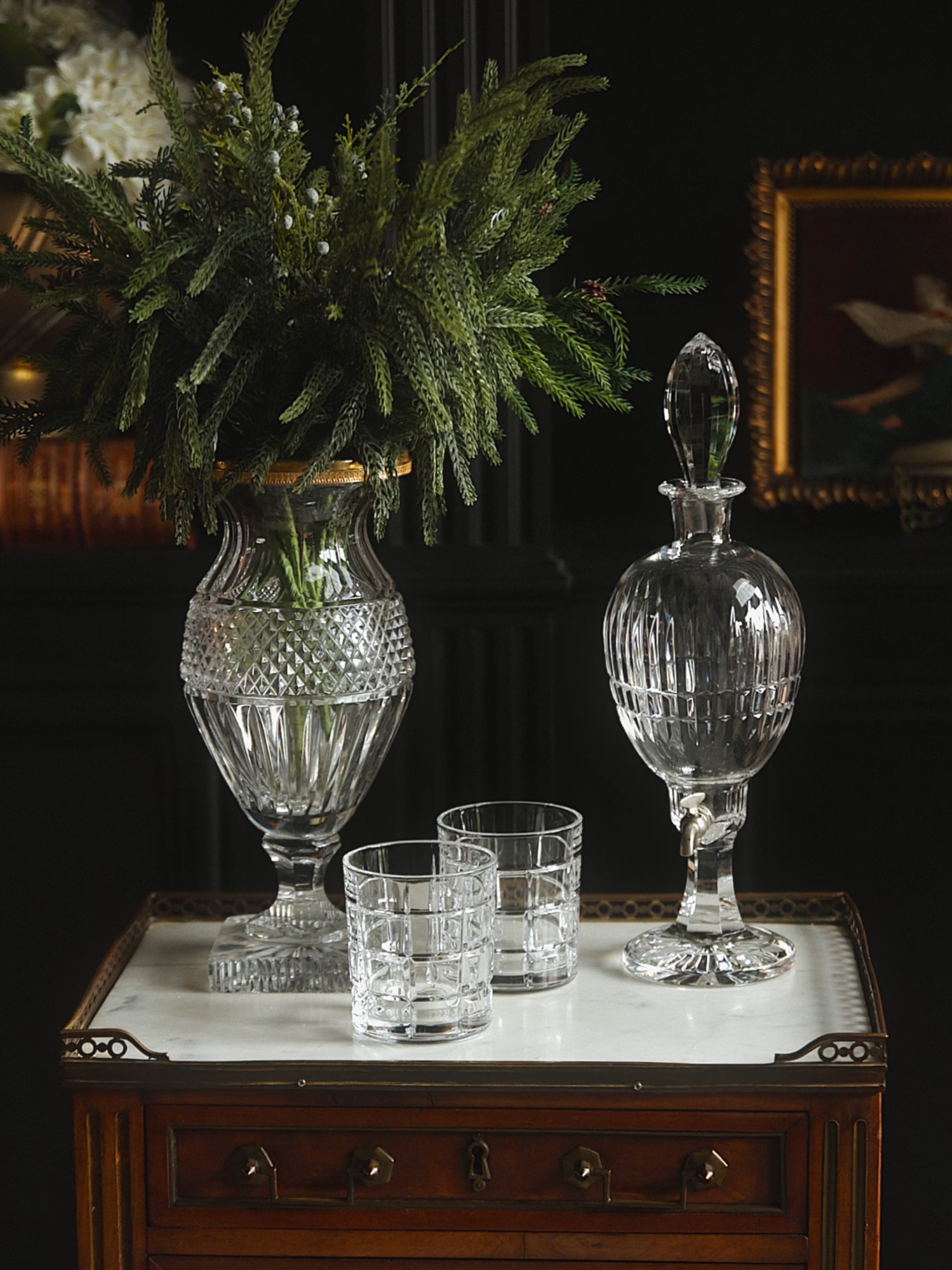 French Cut Crystal Liqeur Dispenser