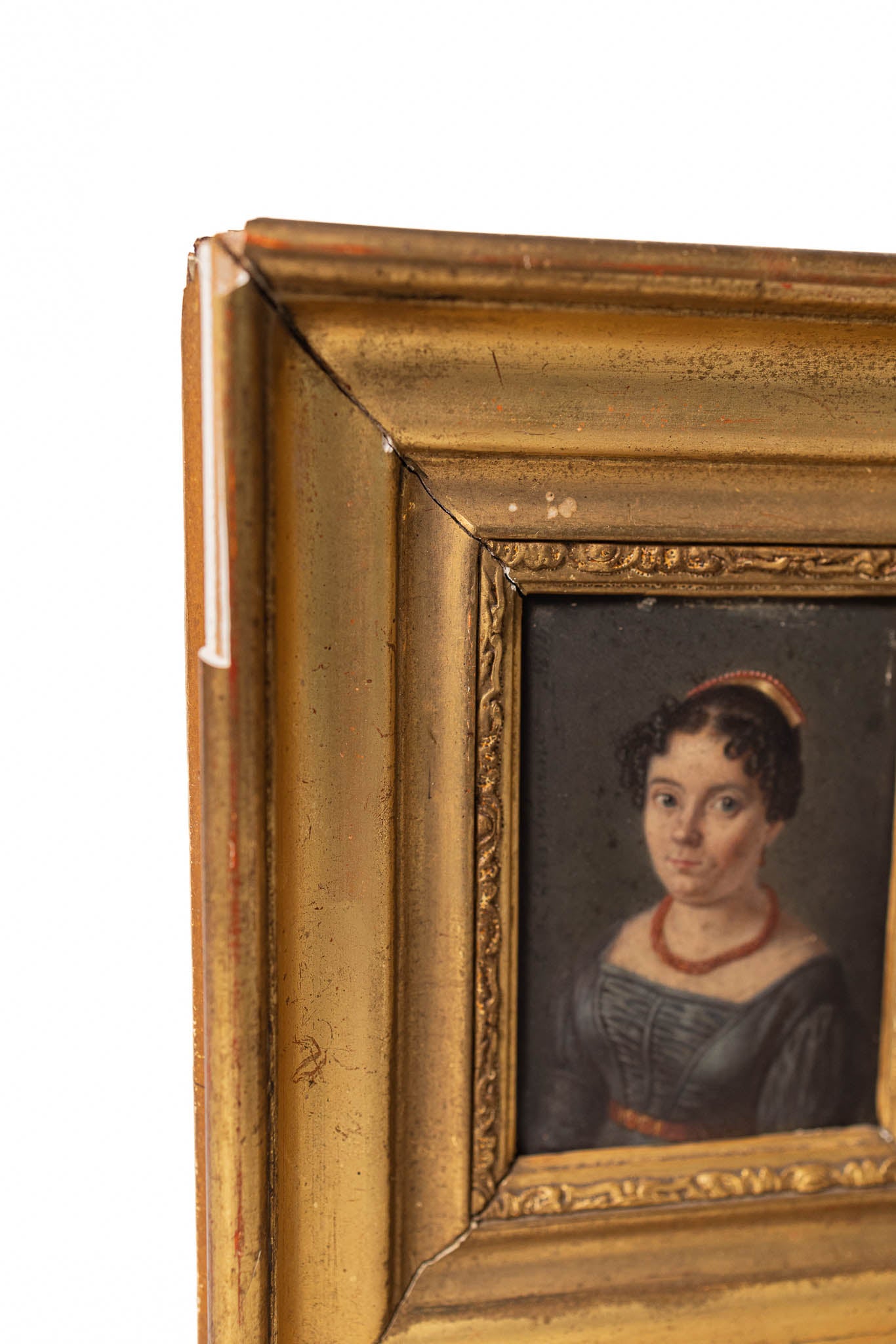 19th Century Miniature Portrait of Lady in Gilt Wood Frame