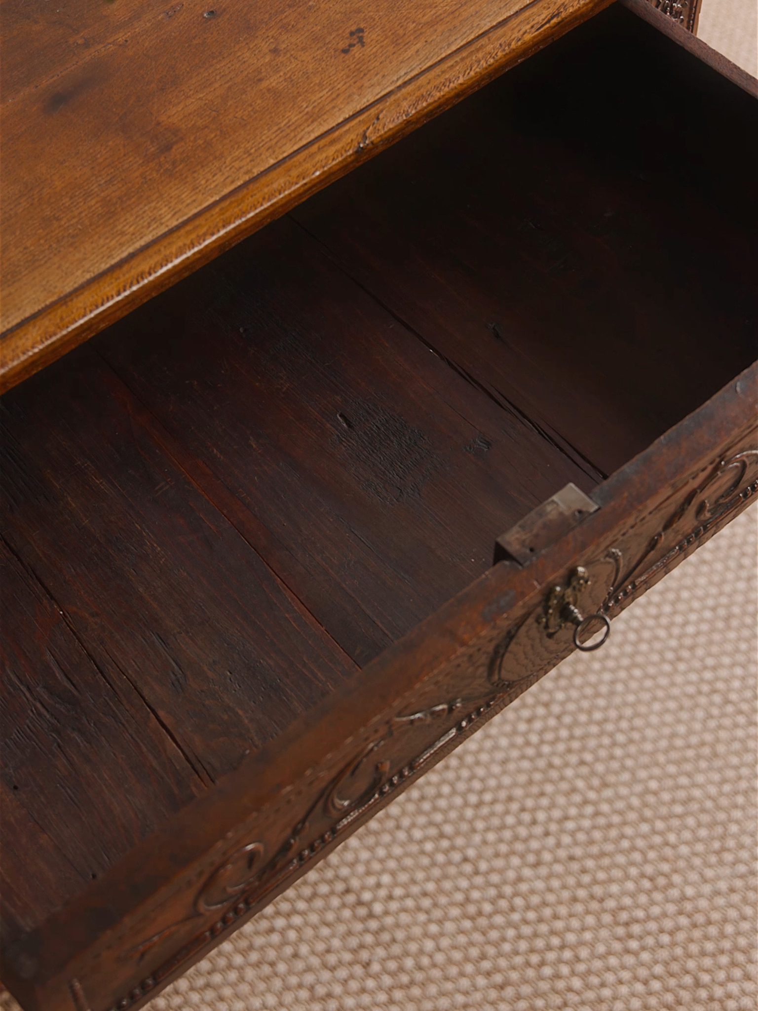 French Provincial Carved Swag Oak Sideboard