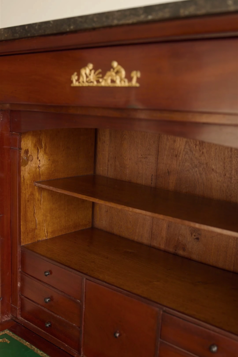 19th Century French Empire Mahogany Secrétaire à Abattant with Marble Top