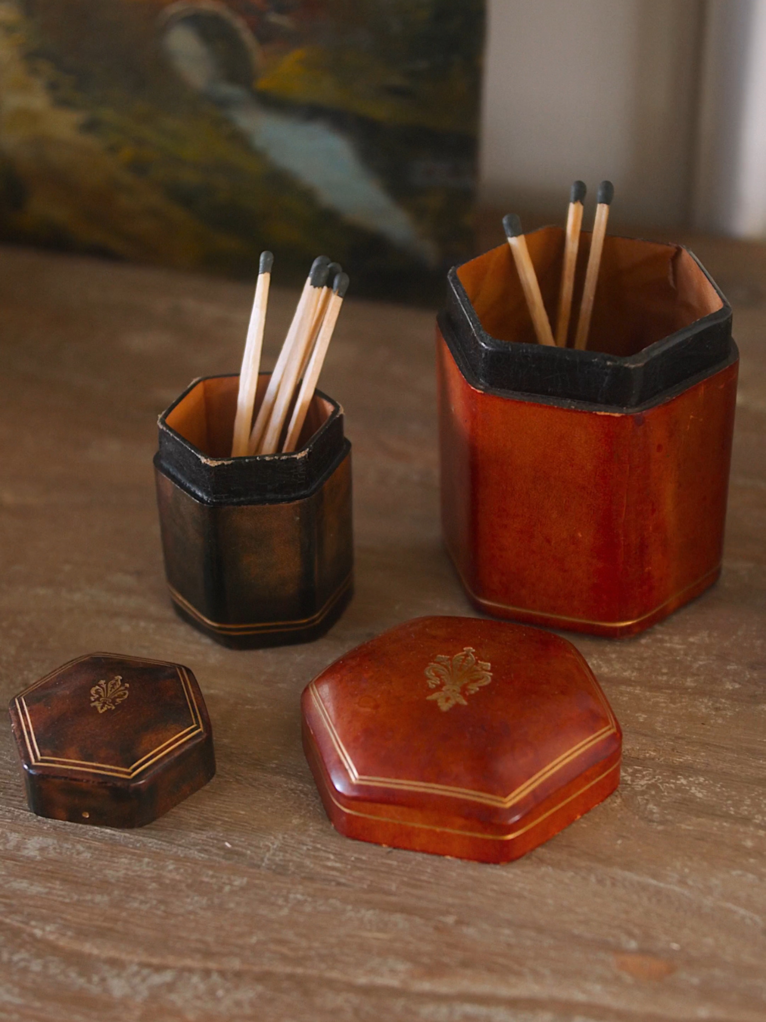 Vintage Florentine Leather Trinket Box - Large