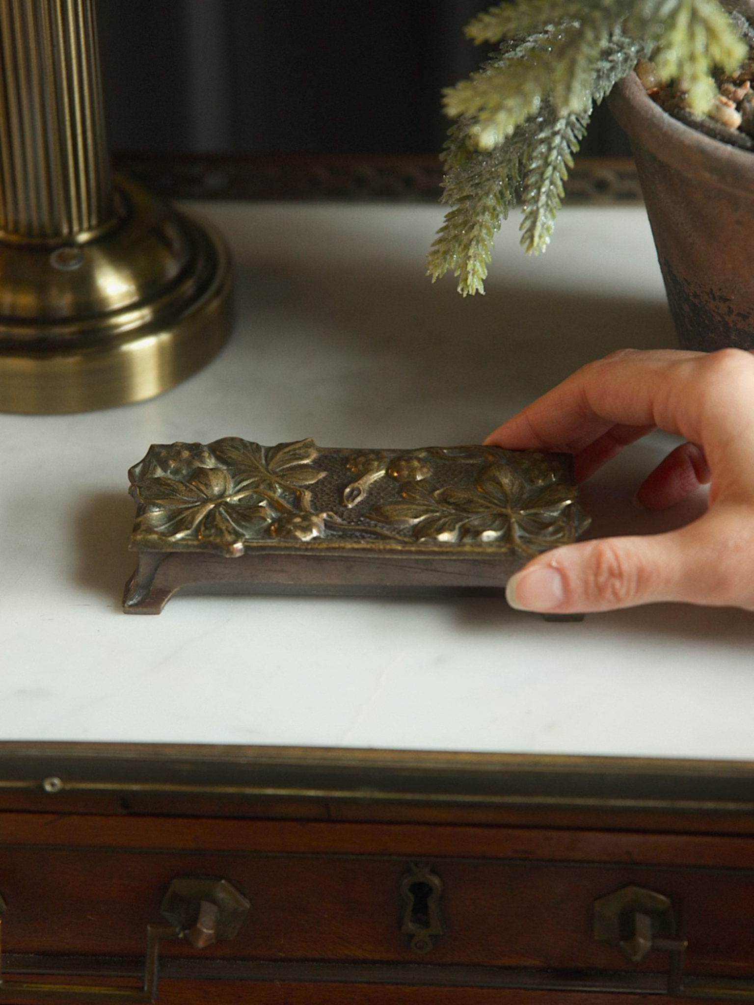 19th Century French Brass Stamp Box