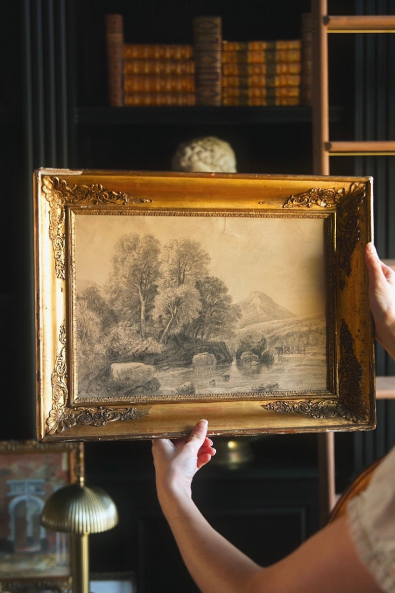 19th Century French Charcoal Landscape Study
