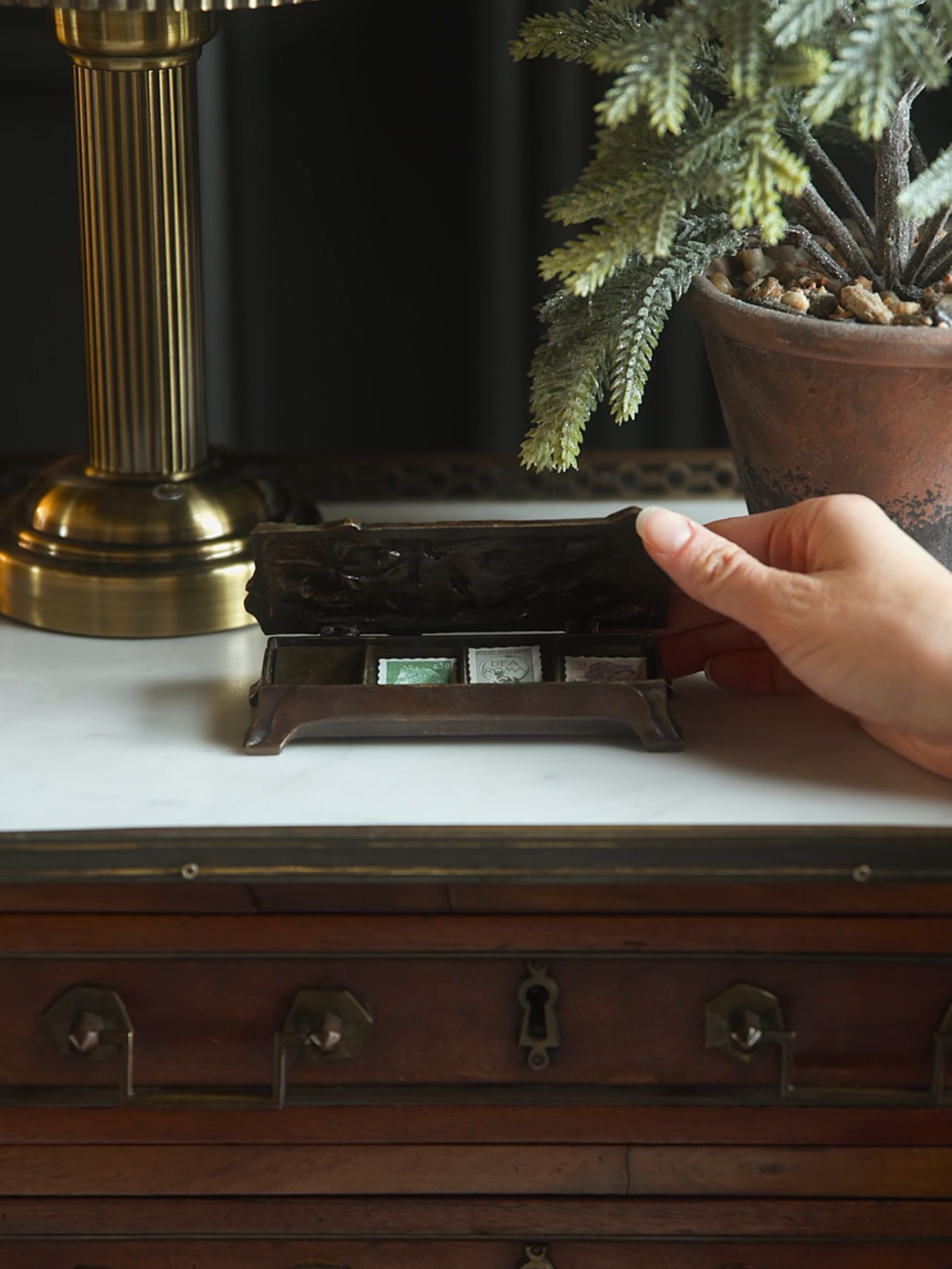 19th Century French Brass Stamp Box