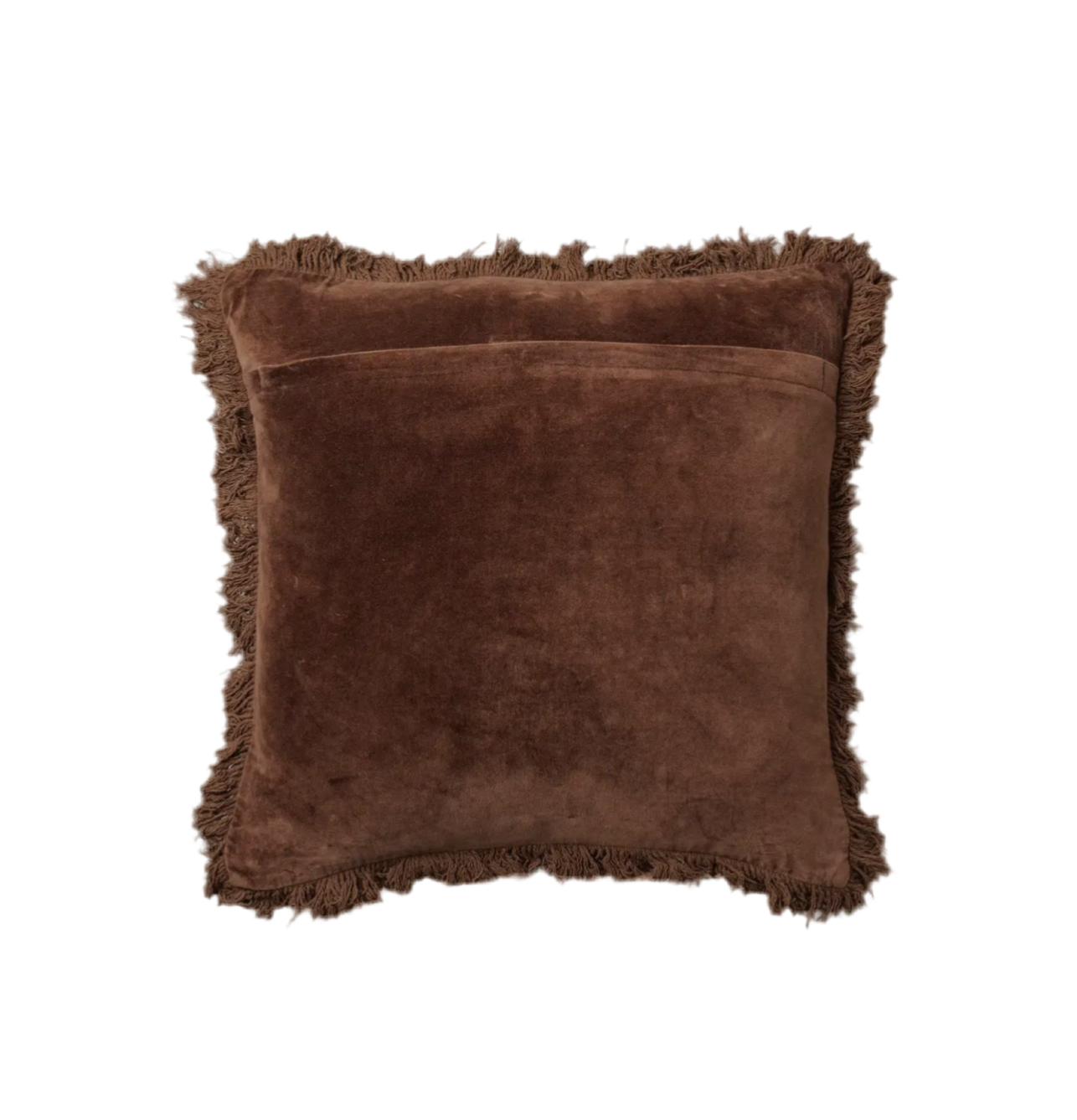 Velvet Fringe Chocolate Square Pillow Case