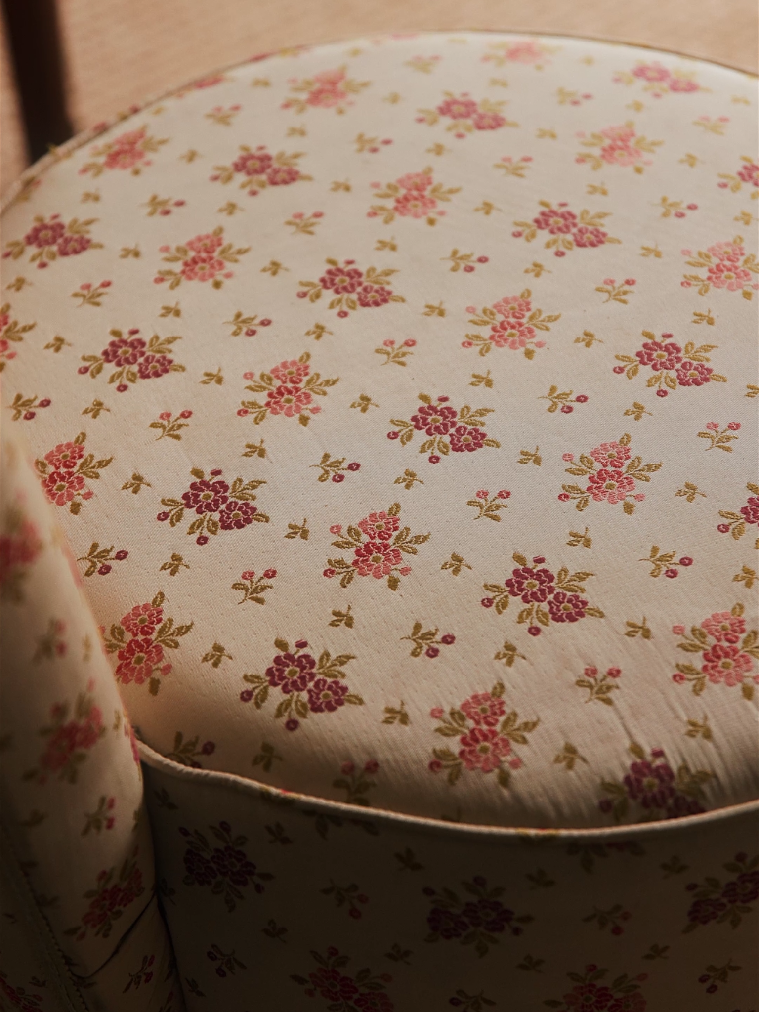 French Trifold Mirrored Vanity With Bronze Accents & Upholstered Chair