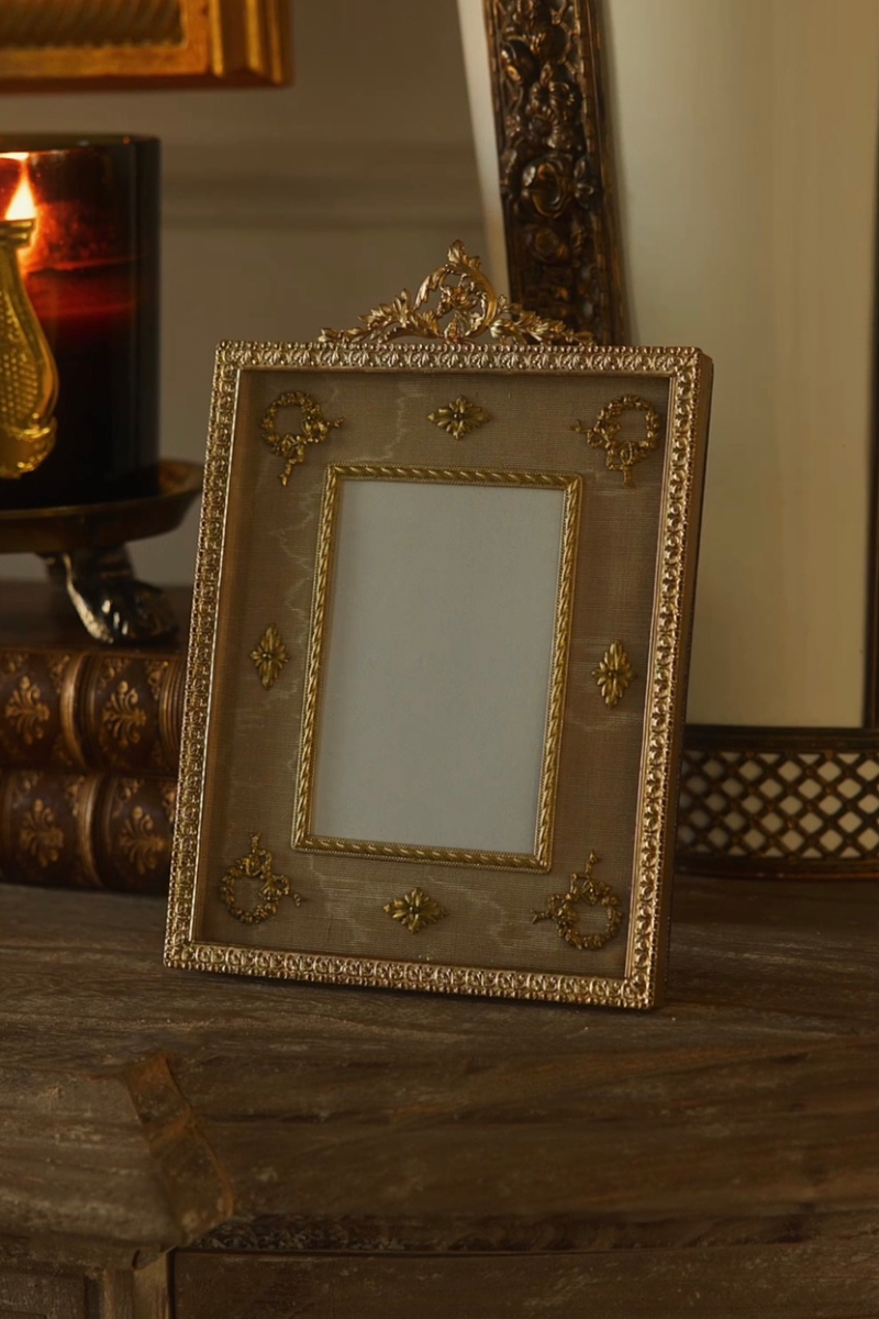 19th C. French Empire Gilt Bronze Wreath & Palmette Portrait Frame
