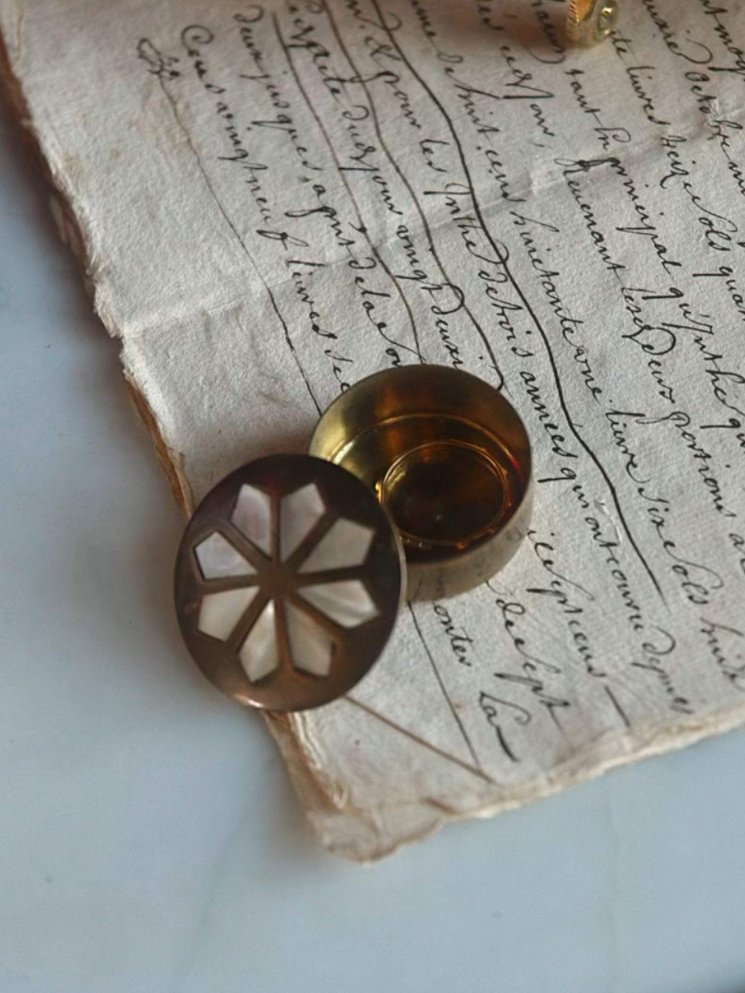 Antique Brass & Mother-of-Pearl Inlaid Box