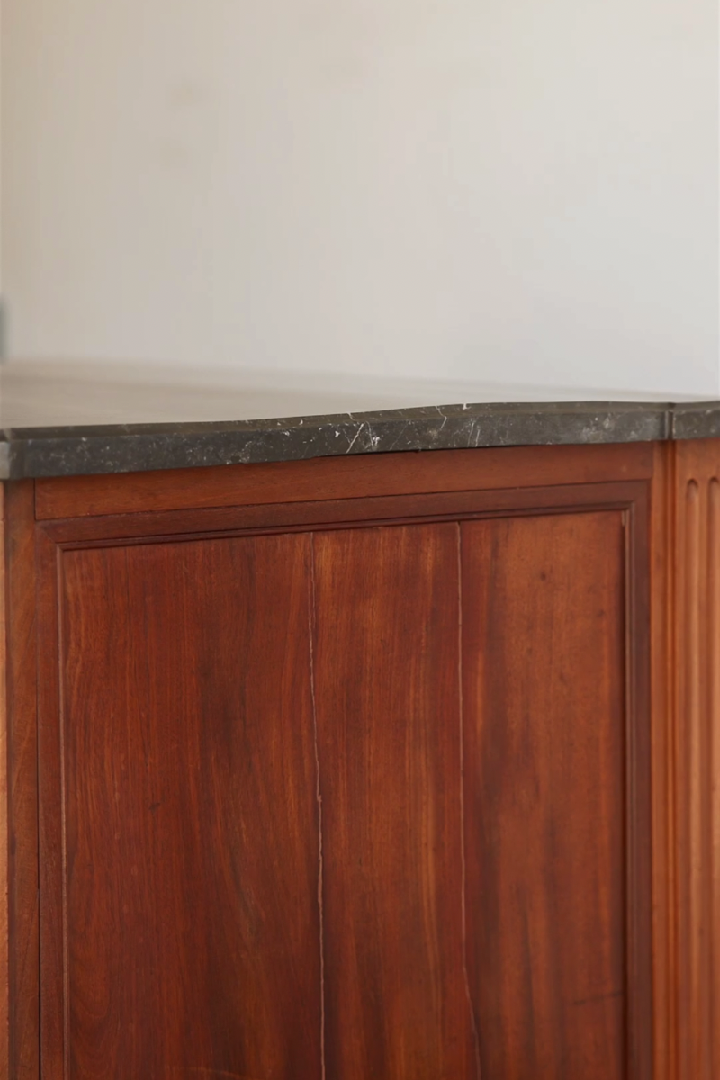 19th Century French Louis XVI–Style Mahogany Commode with Black Marble Top