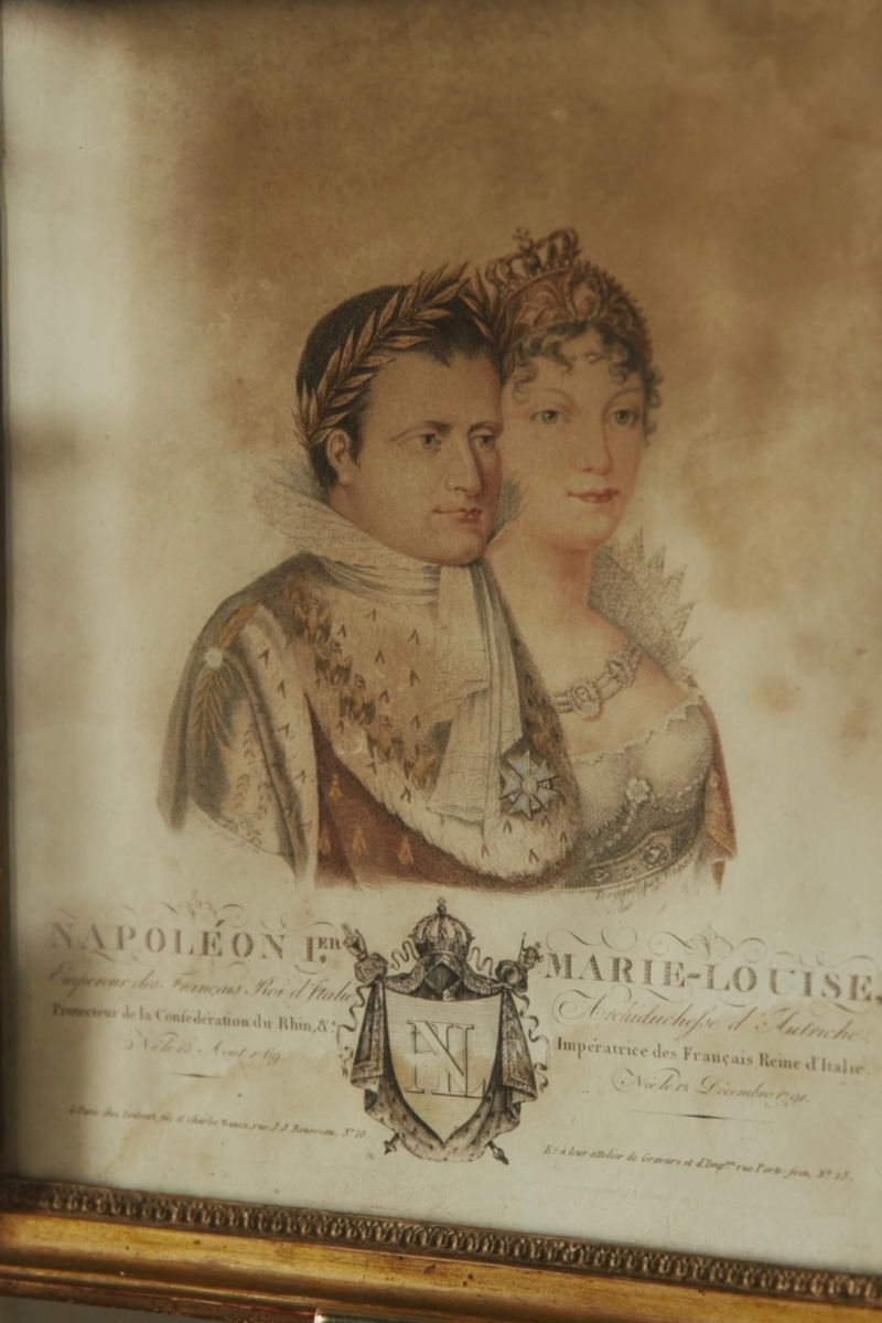 Napoléon I & Marie-Louise Hand-Colored French Engraving