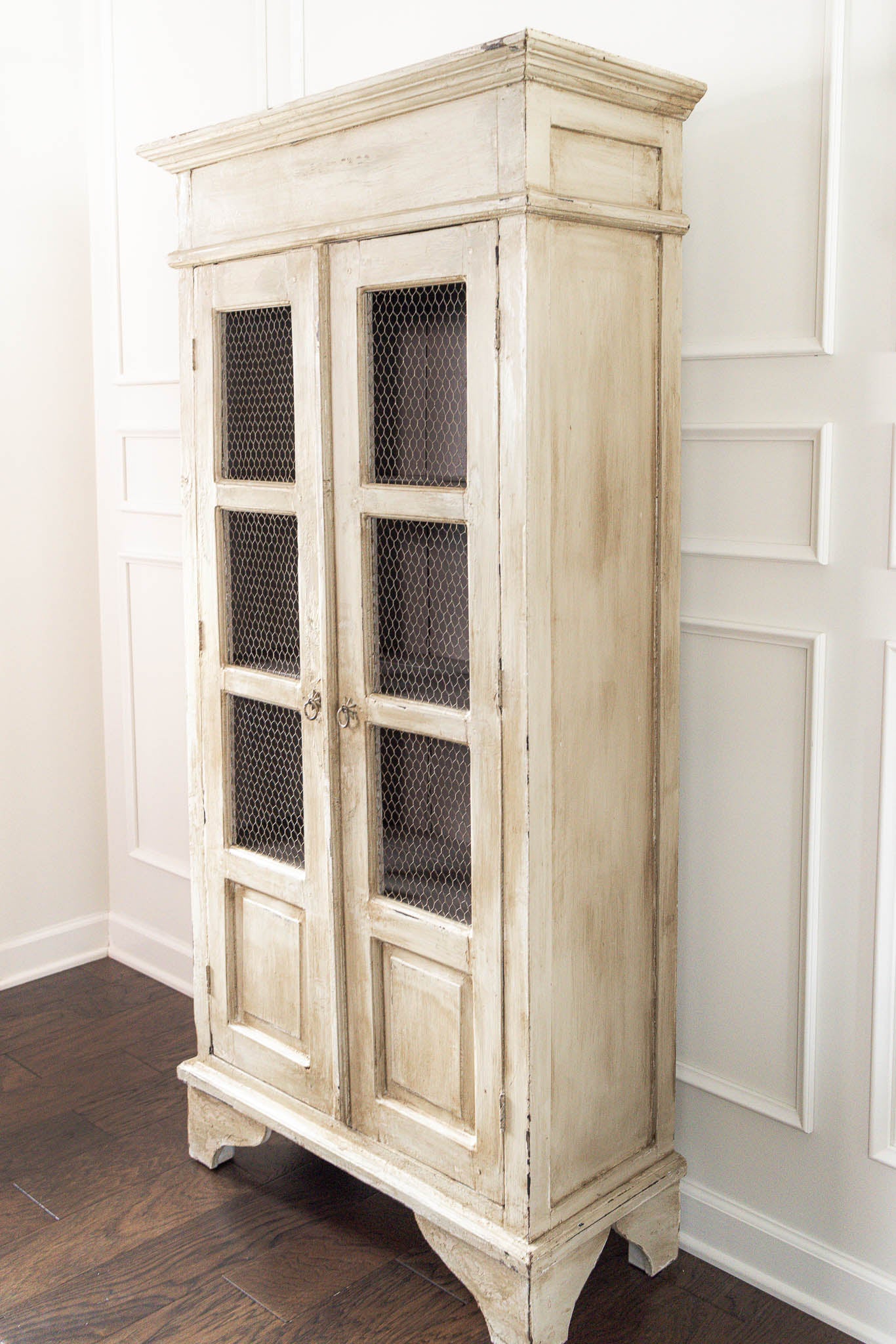 19th Century French Oak Cabinet with Wire Mesh Doors