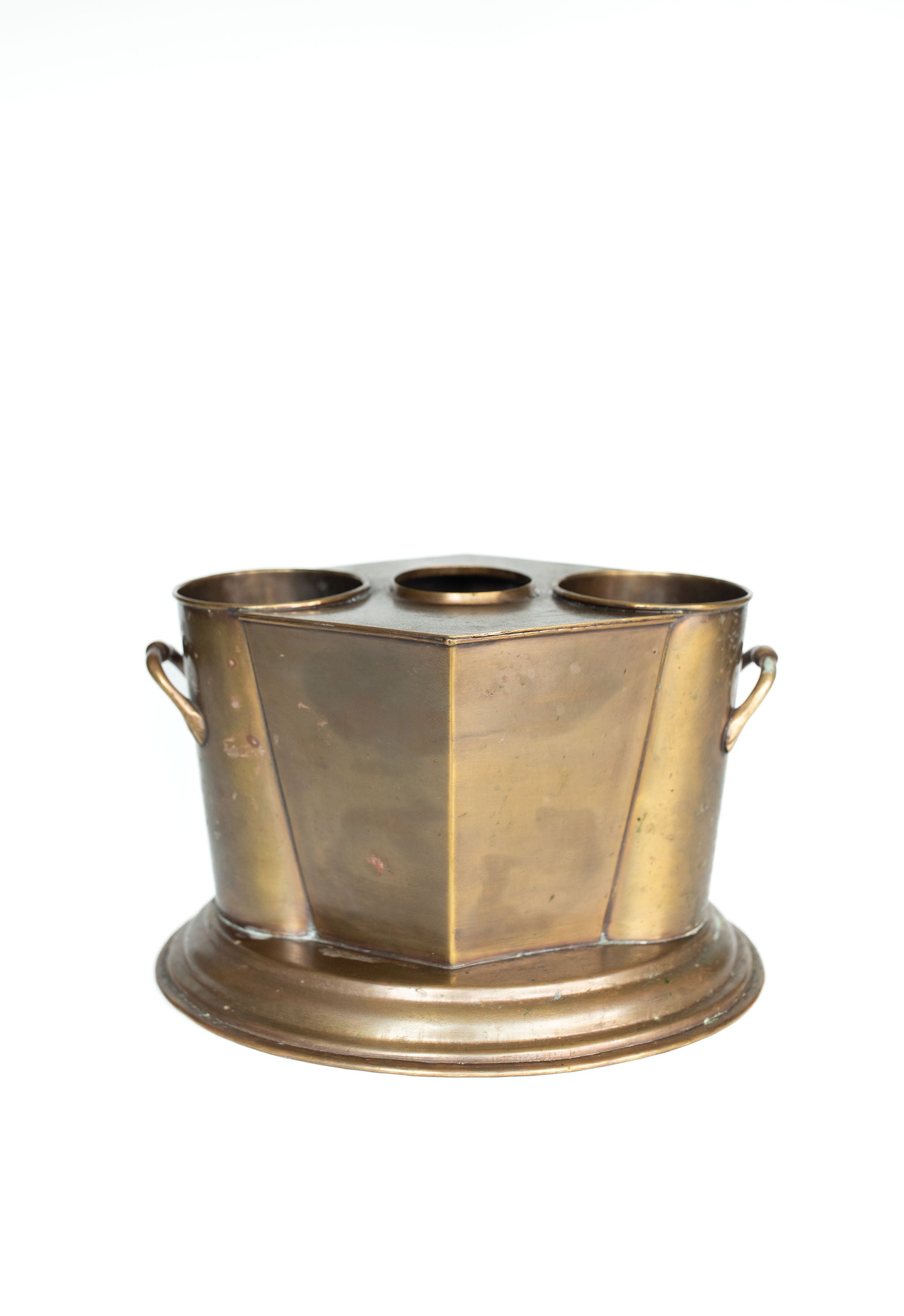 Art Deco Brass Double Wine Caddy with Chiller Center