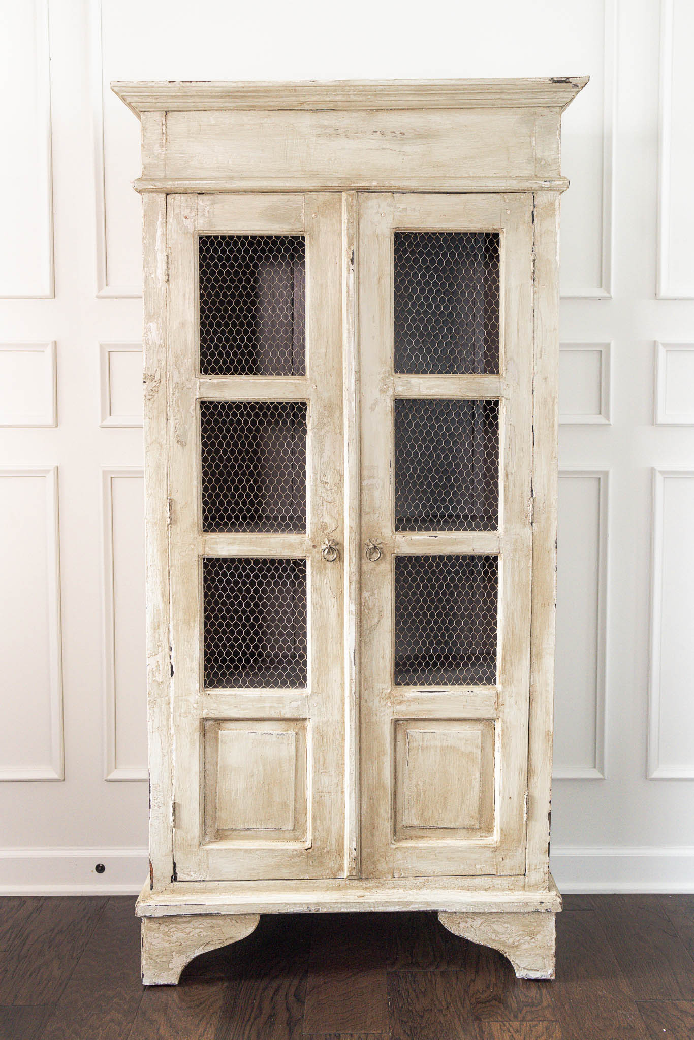 19th Century French Oak Cabinet with Wire Mesh Doors