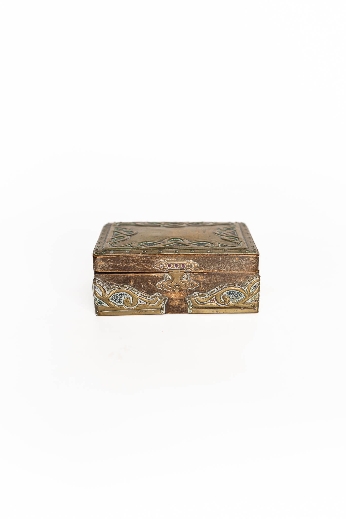 Small Wood and Brass Antique Card Box