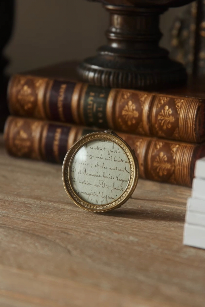Late 19th Century French Circular Brass Pendant Portrait Frame - Small