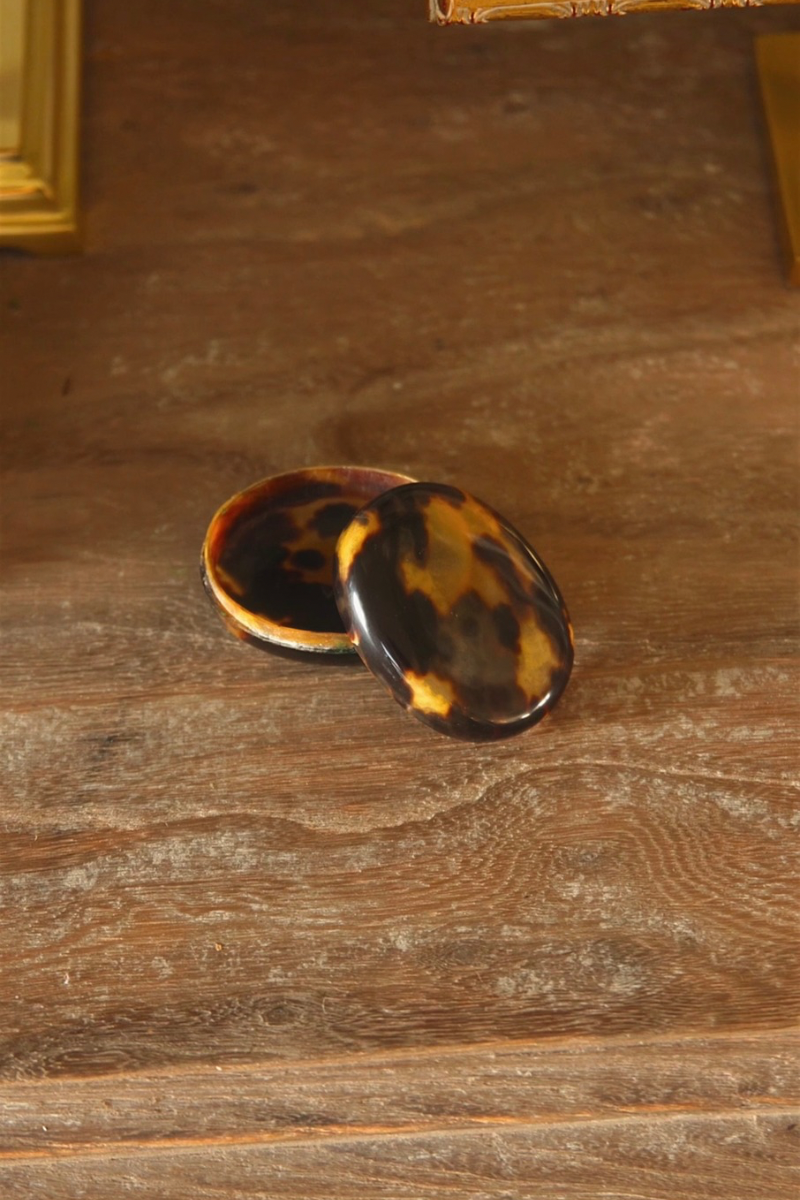 Faux Tortoiseshell Oval Trinket Box