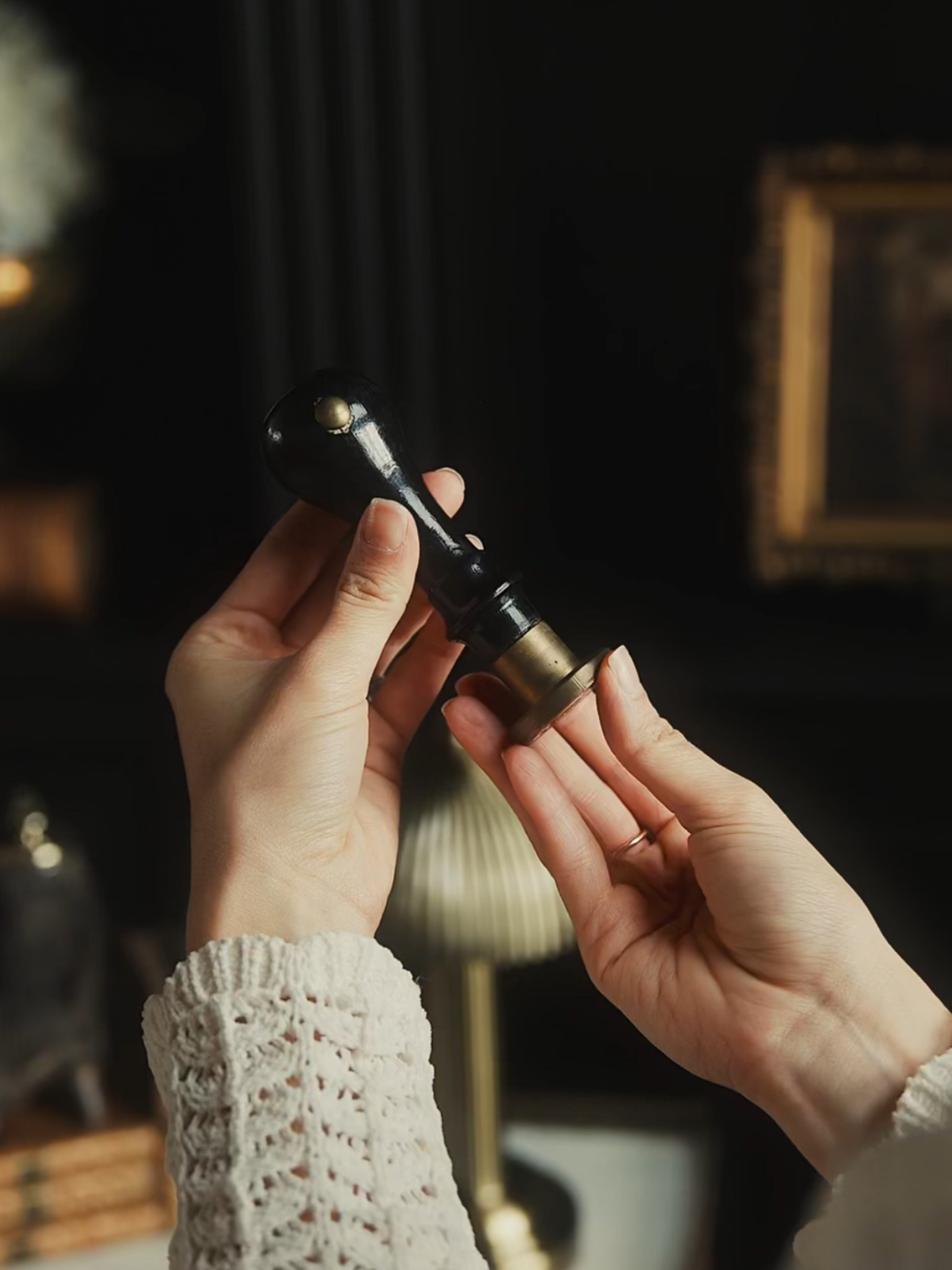 19th Century Brass Wax Seal with Monogram Engraving