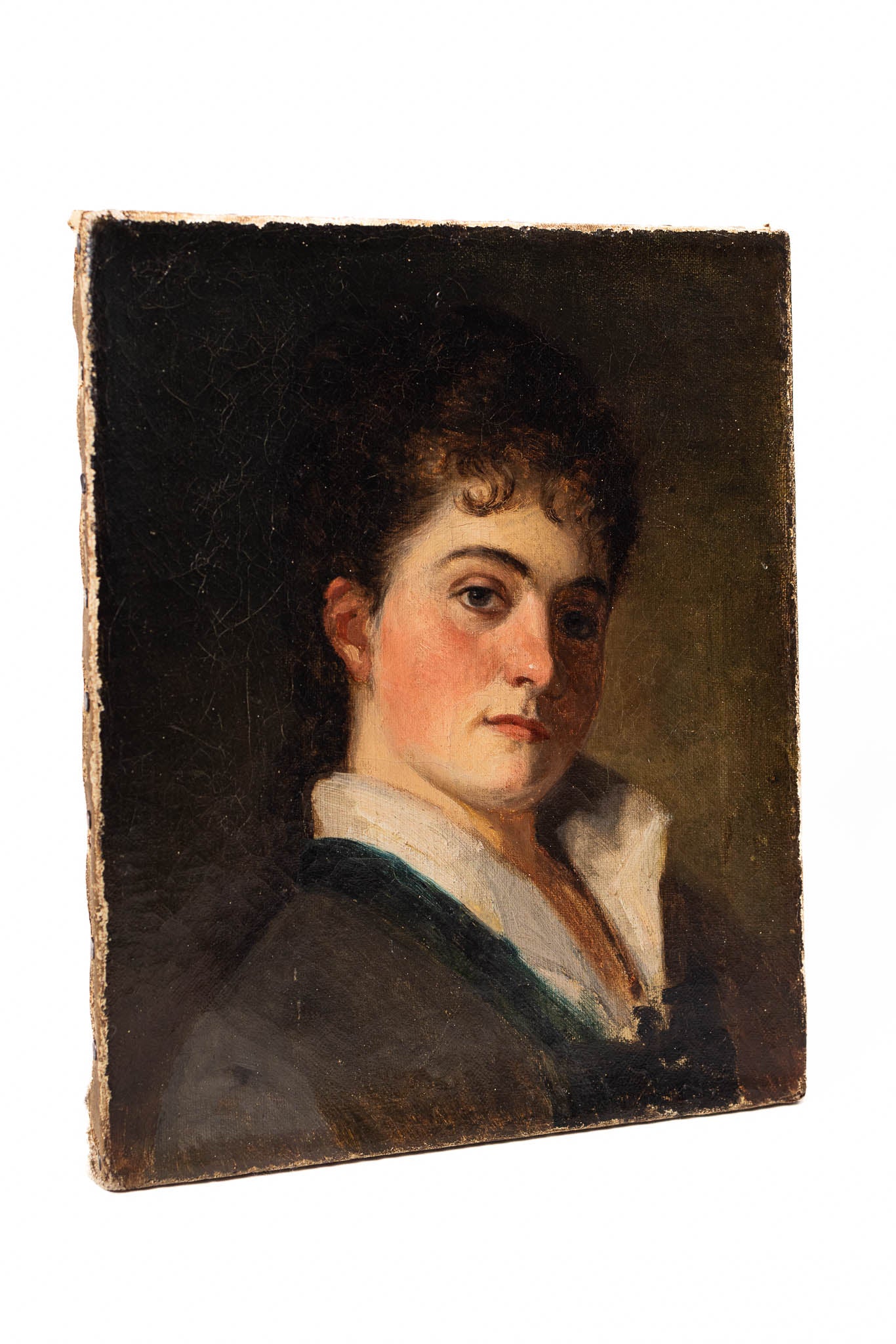 French Portrait of Young Boy - Early 19th Century Oil Canvas