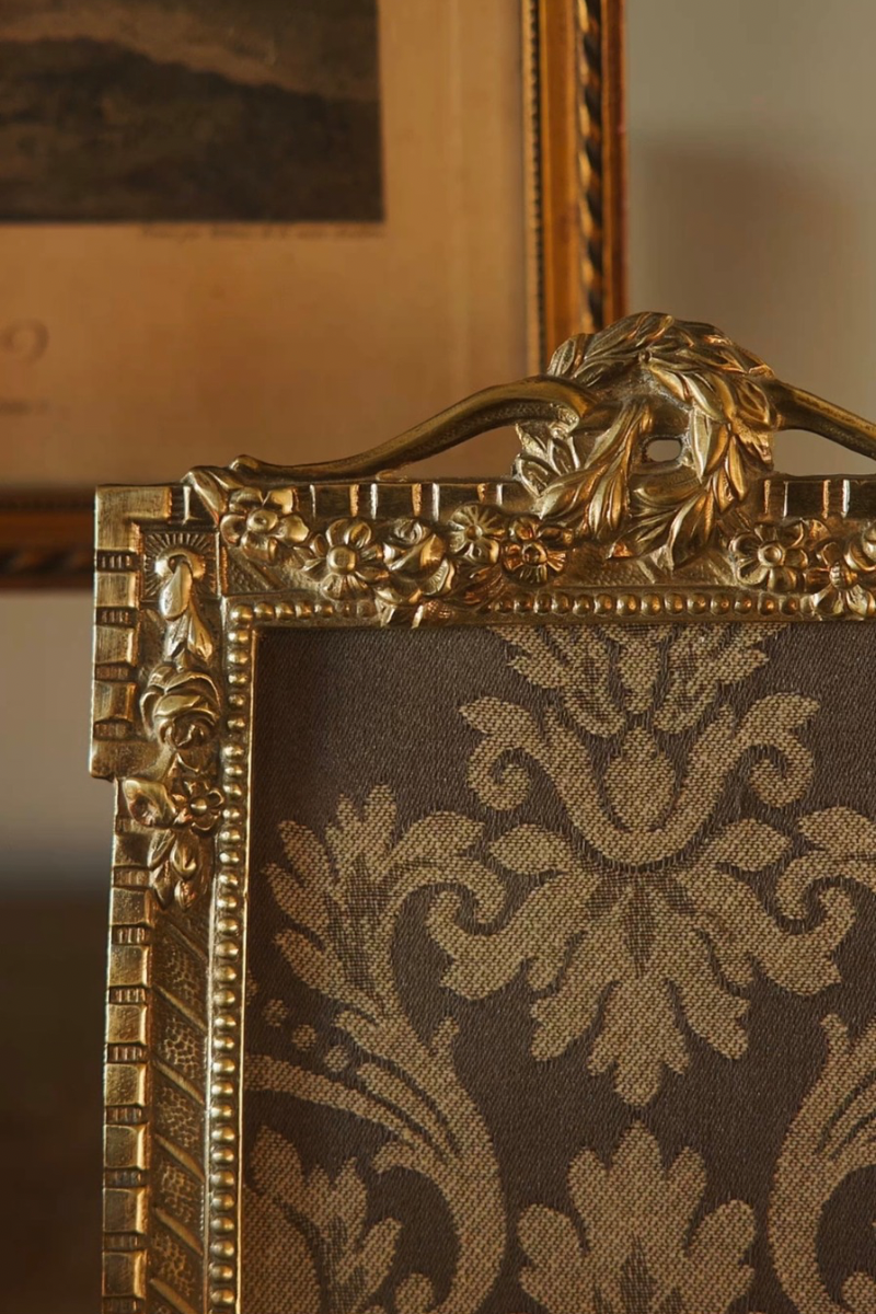 Louis XVI Gilt Metal Laurel Wreath Silk Interior Frame