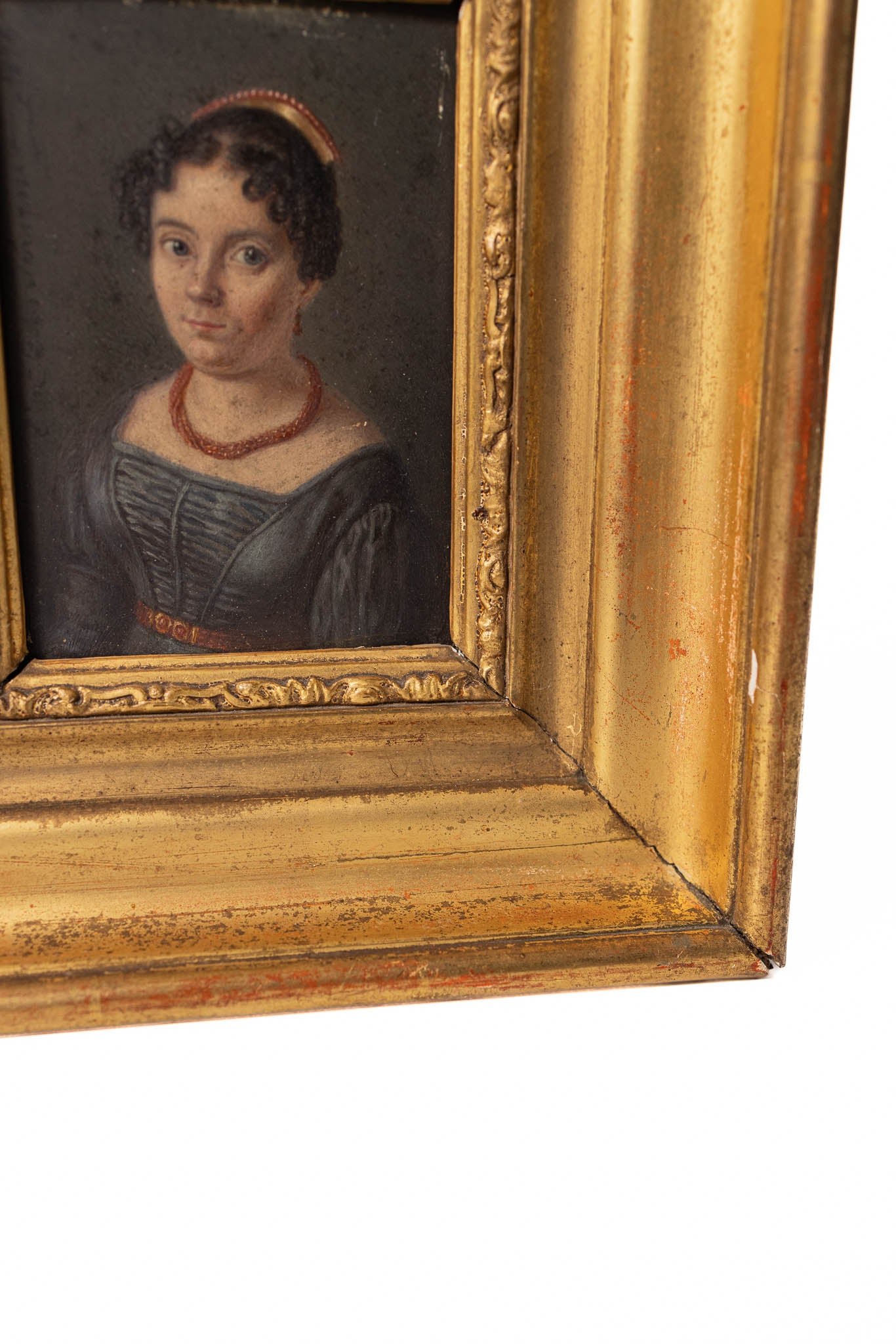 19th Century Miniature Portrait of Lady in Gilt Wood Frame