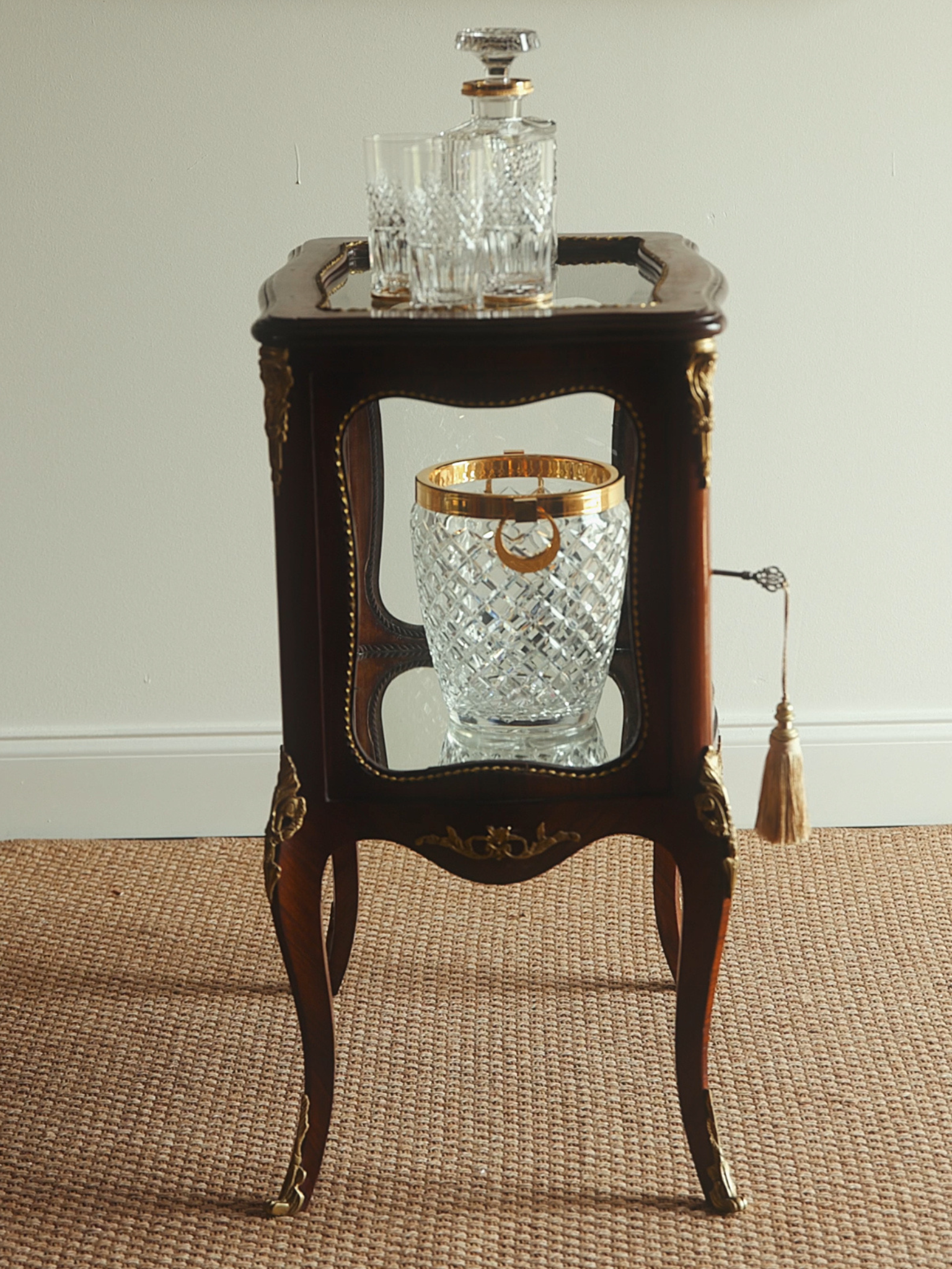 French Louis XV–Style Mahogany and Ormolu Vitrine Cabinet