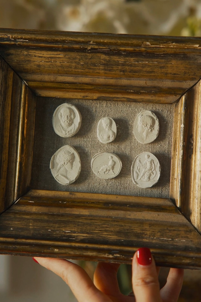 Framed Collection of Six 19th-Century Intaglio Impressions