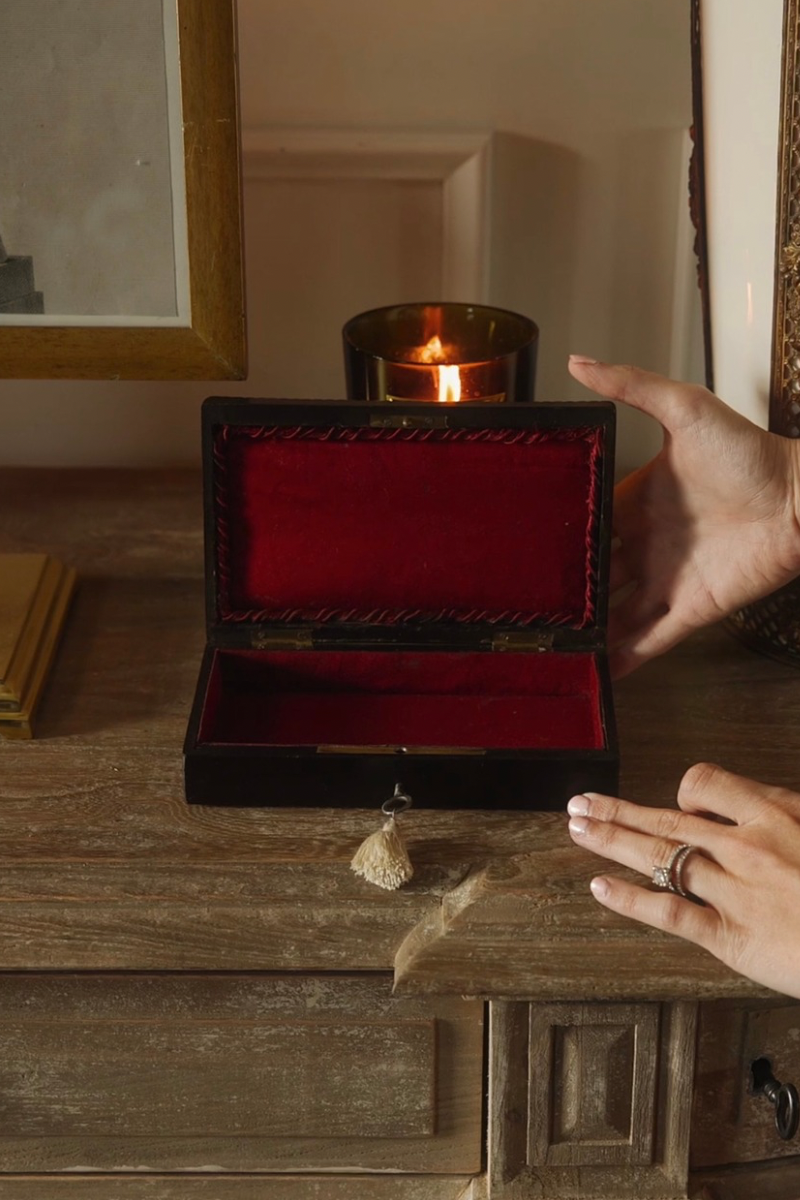 19th C. French Ebonized Writing Box With Brass Cartouche