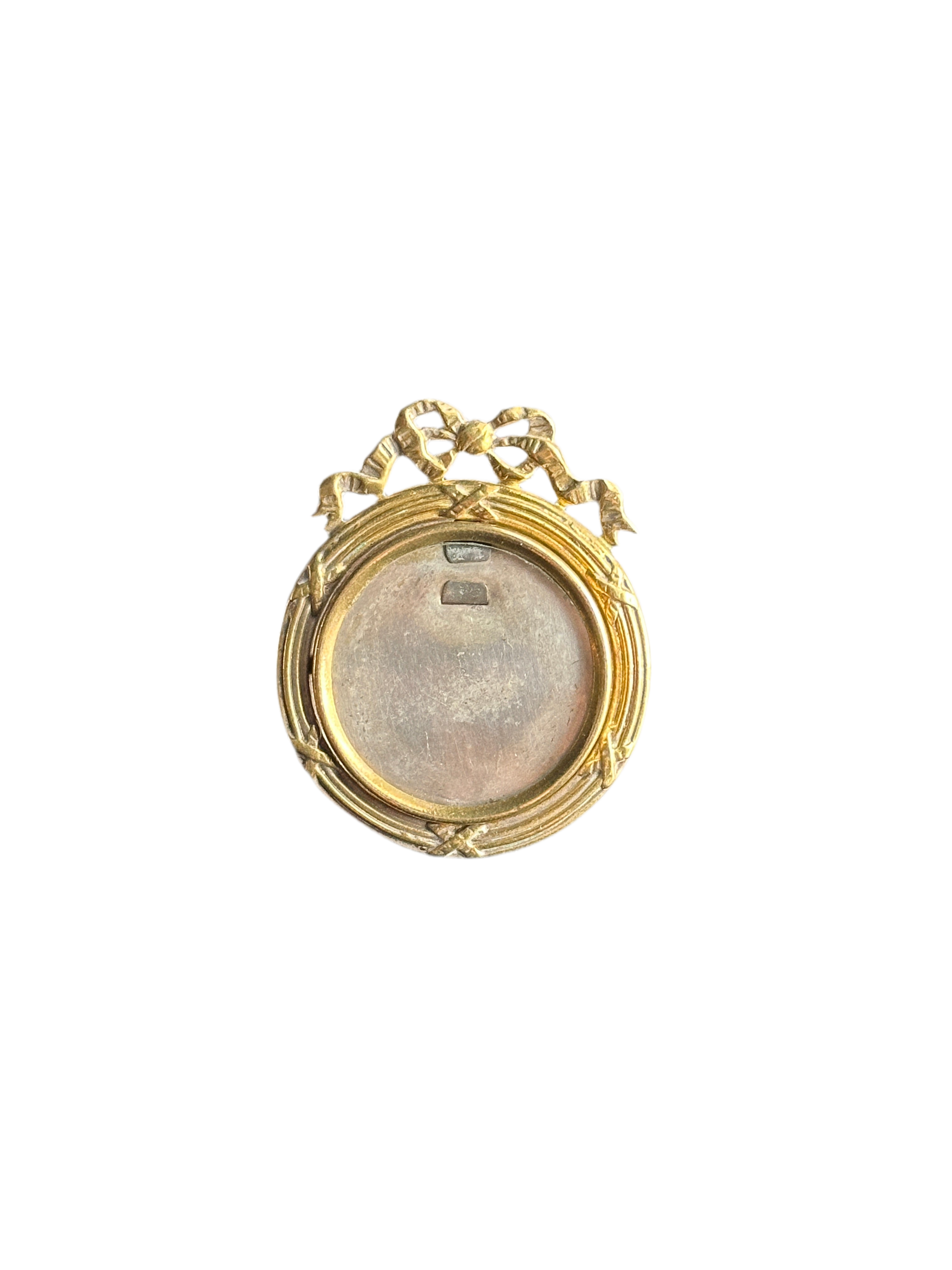 19th Century Petite Round Brass Bow Frame