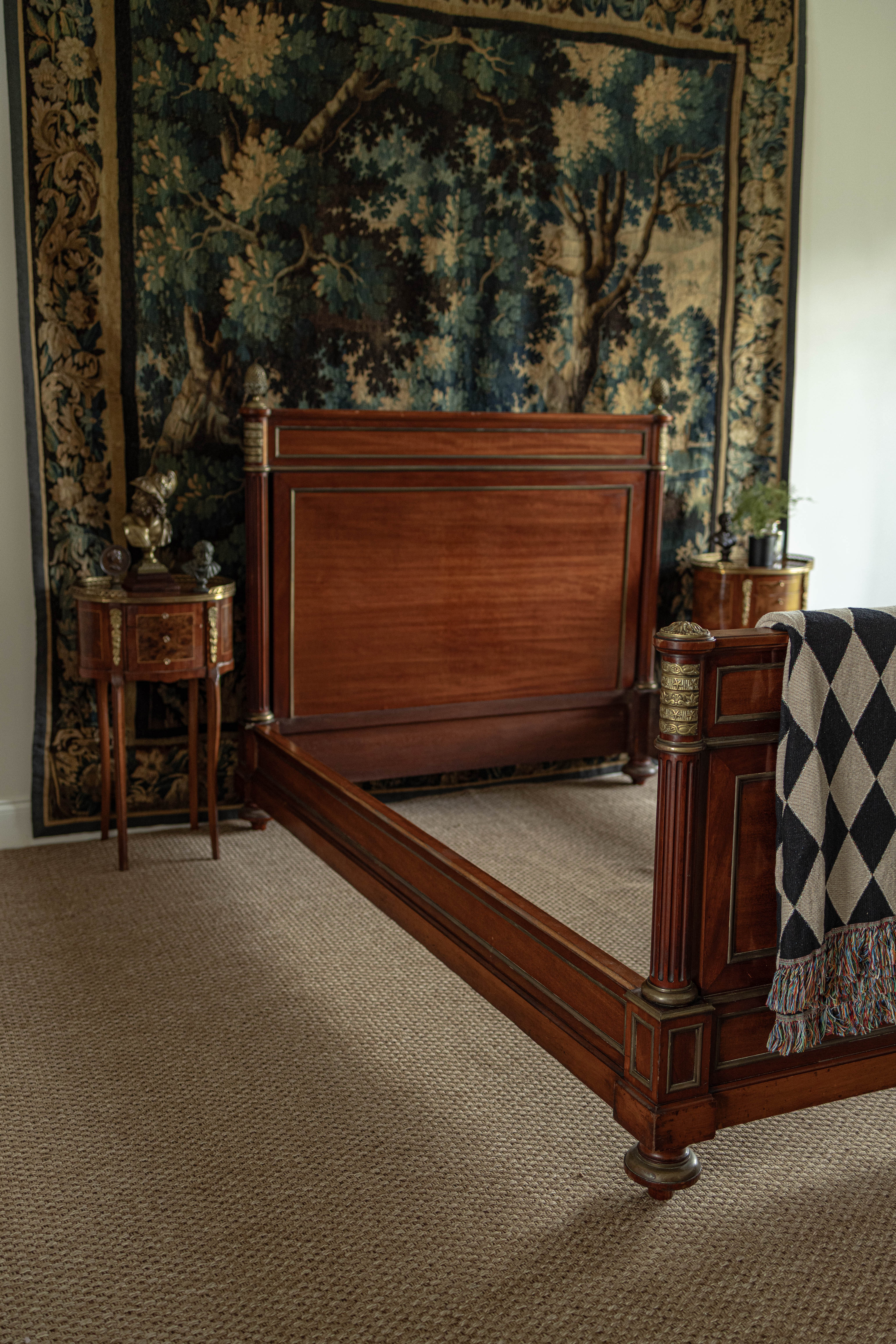 French Empire Style Gilt Mounted Mahogany Bed