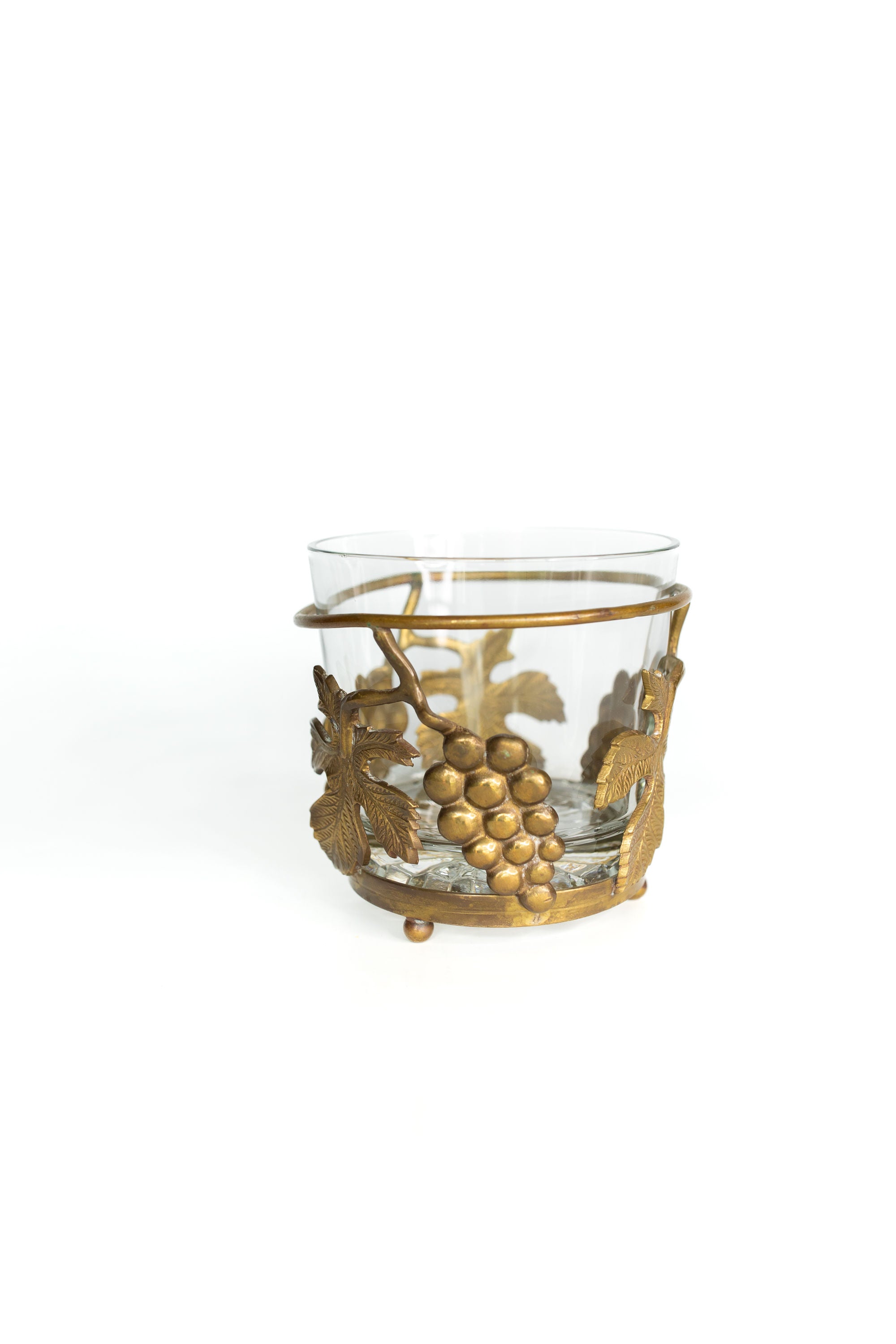 Glass and Brass Caged Leaf Vessel