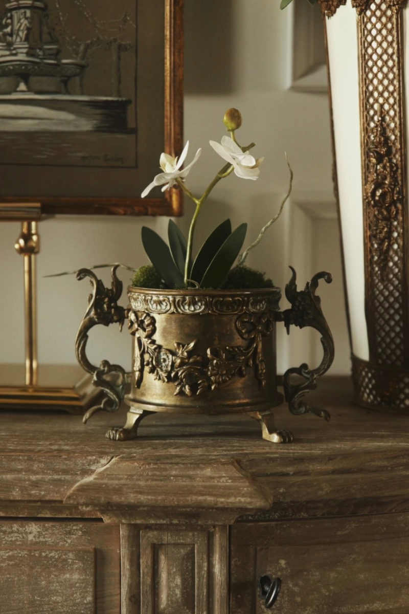 Antique French Handled Gilt Bronze Jardinière Cachepot