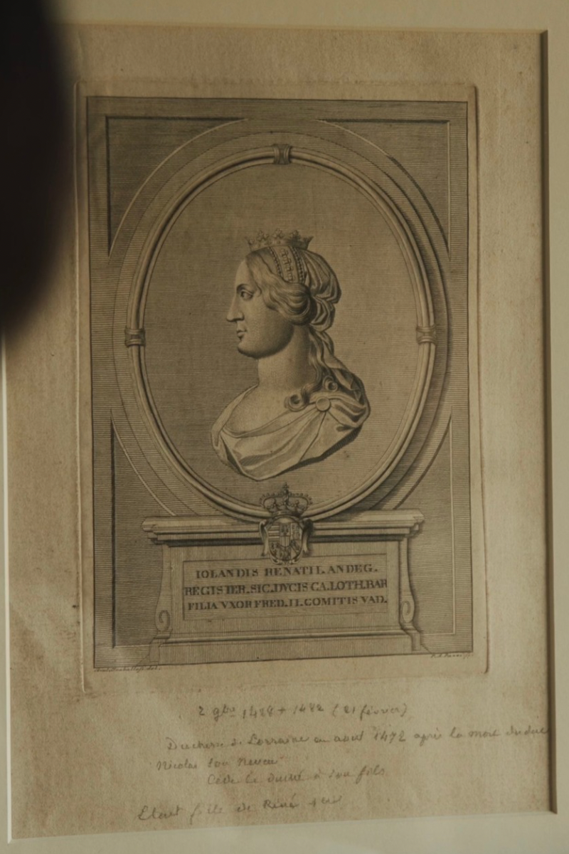 Antique Neoclassical Engraving of Queen Yolande (Violant) of Aragon