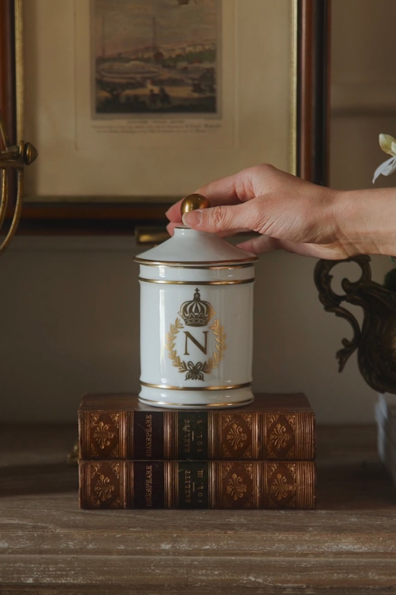 French Porcelain Apothecary Jar with Napoleon Monogram