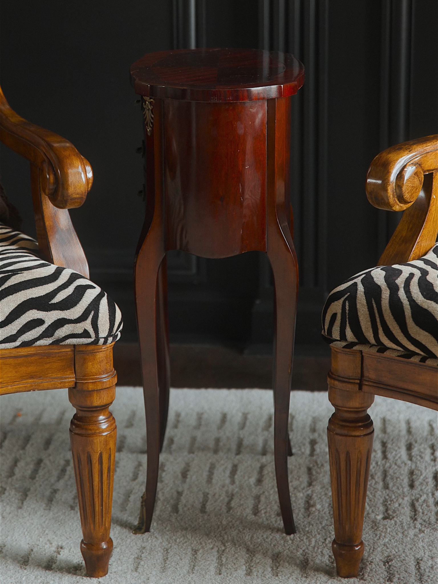 French Mahogany Louis XV-Style Serpentine Side Table