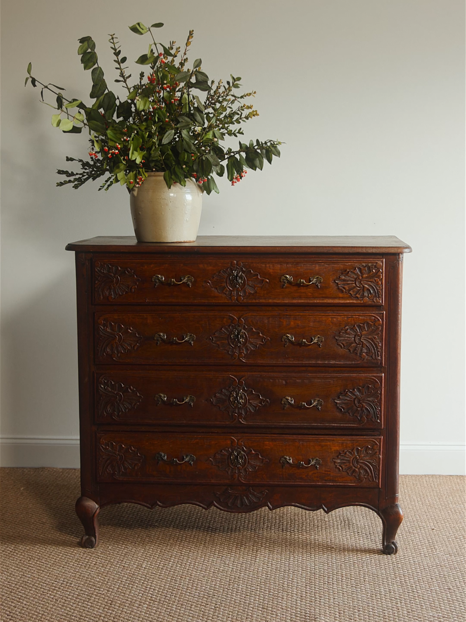 19th Century French Carved Oak Commode