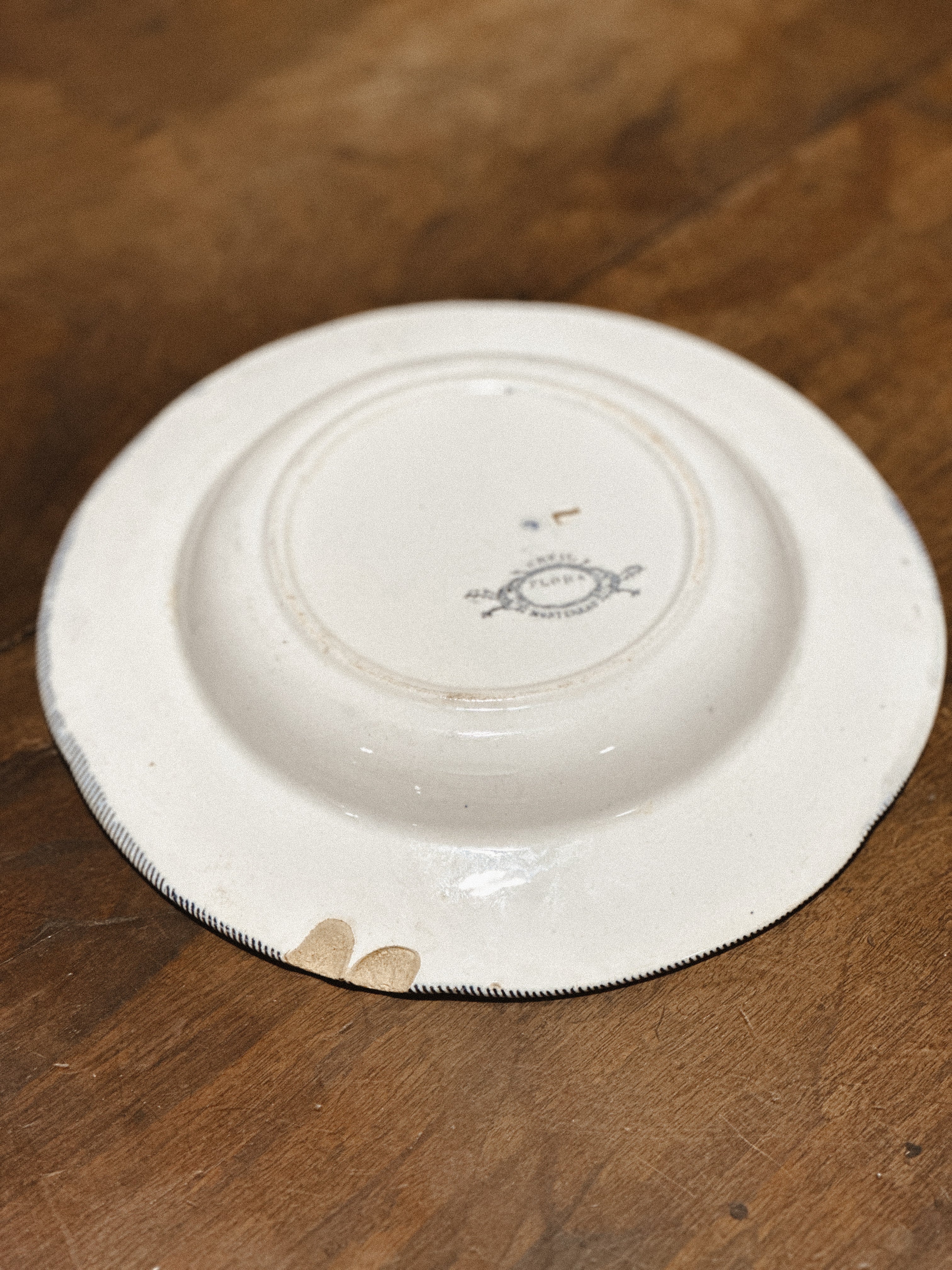 Set of 6 Petrus Regout “Flora” Blue & White Plates with Matching Compote