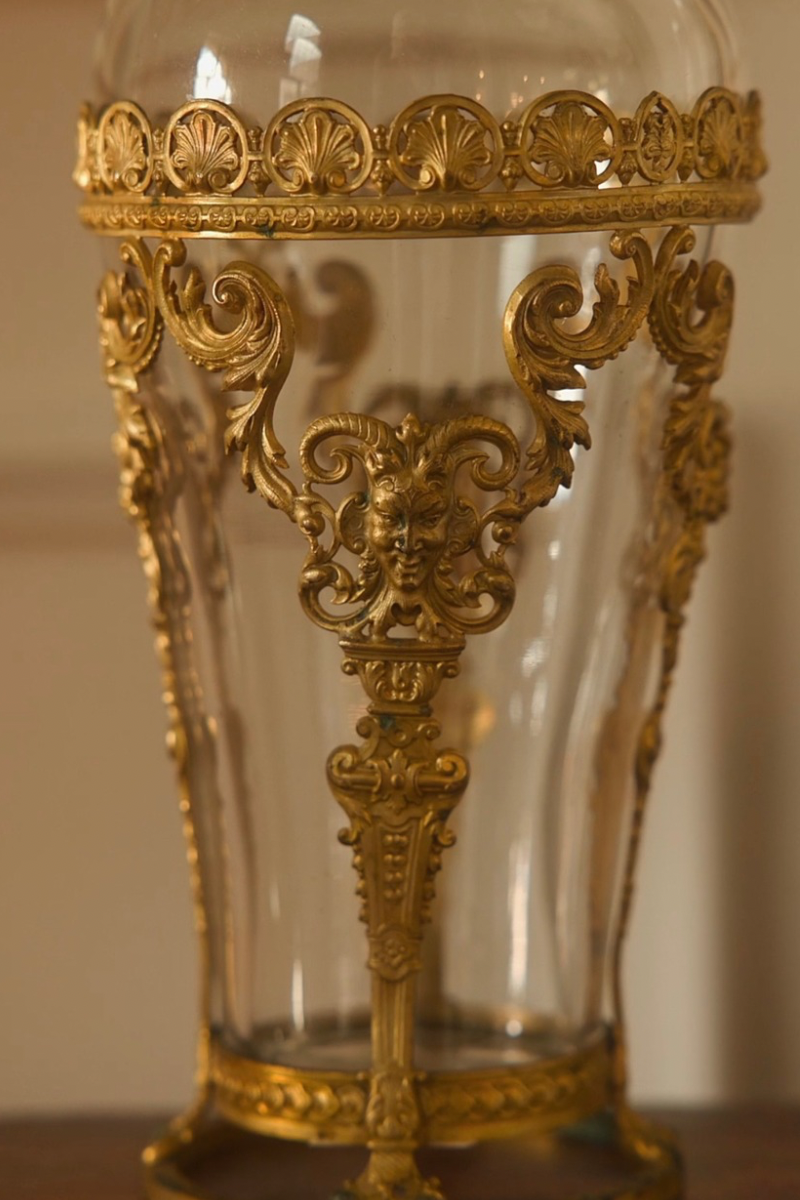 Pair of 19th Century French Napoleon III Ormolu Mounted Crystal Display Vases | 1870-1890