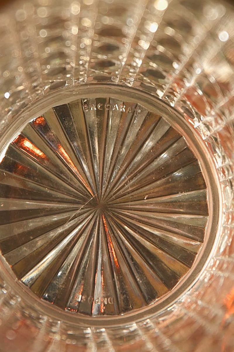 Baccarat Cut Crystal Ice Bucket with Brass Handle